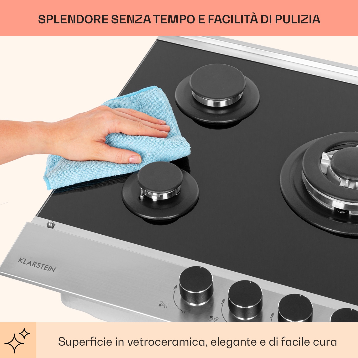 Alchemist 5 zone piano cottura a gas bruciatori d'alluminio vetroceramica nero 