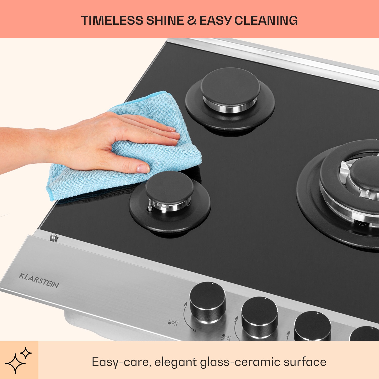 Alchemist, 5-conska plinska kuhalna plošča, aluminijasti gorilniki, steklokeramika, črna 