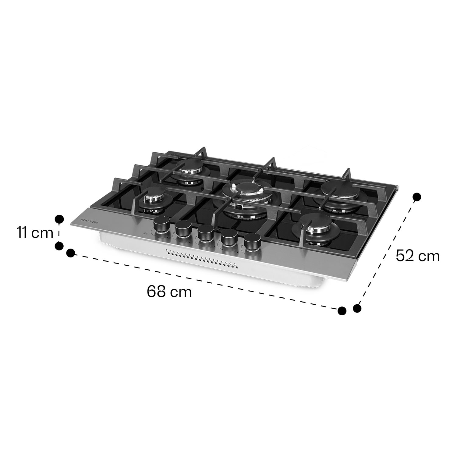 Alchemist, 5-conska plinska kuhalna plošča, aluminijasti gorilniki, steklokeramika, črna 