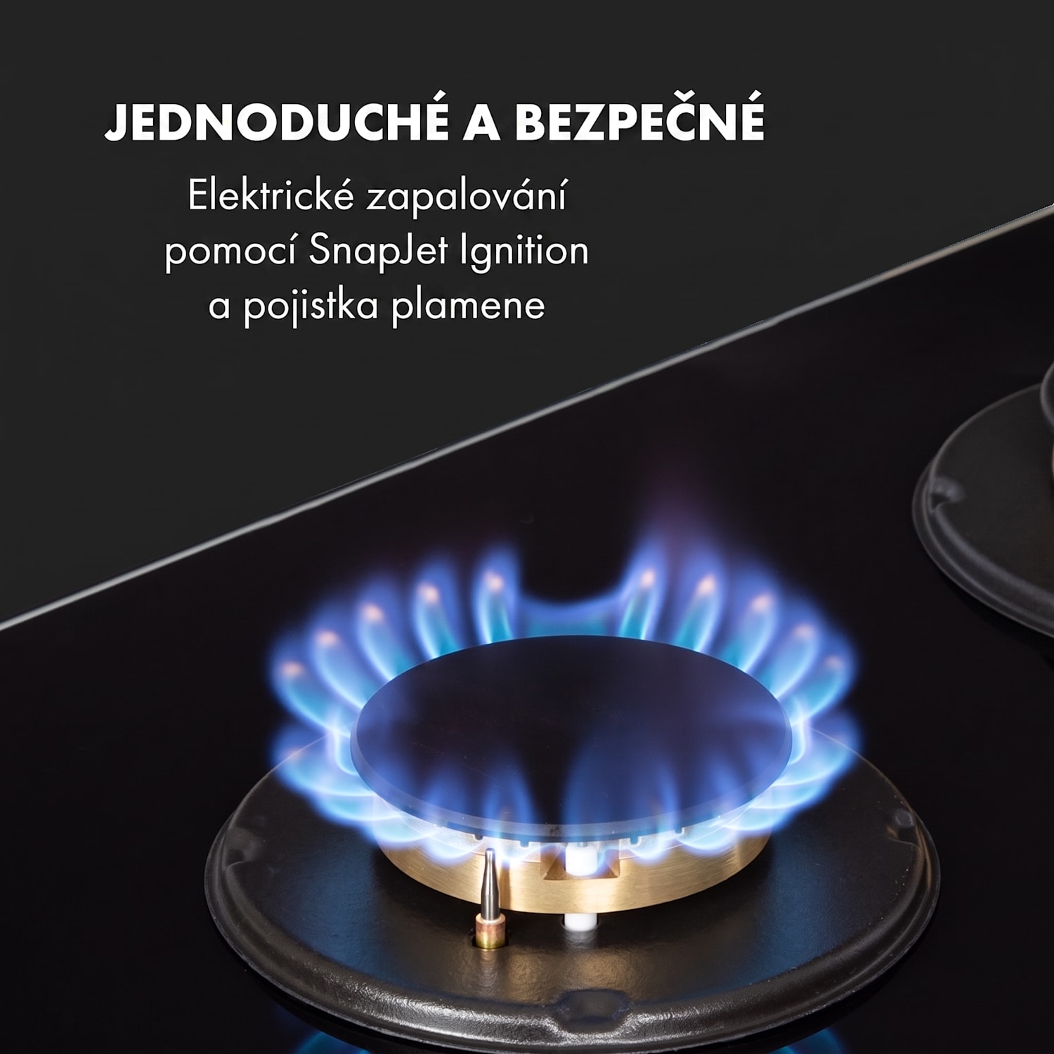 Goldflame Domino, plynová varná deska, 2 mosazné hořáky, sklokeramika 30 cm | 2 hořáky | Černá