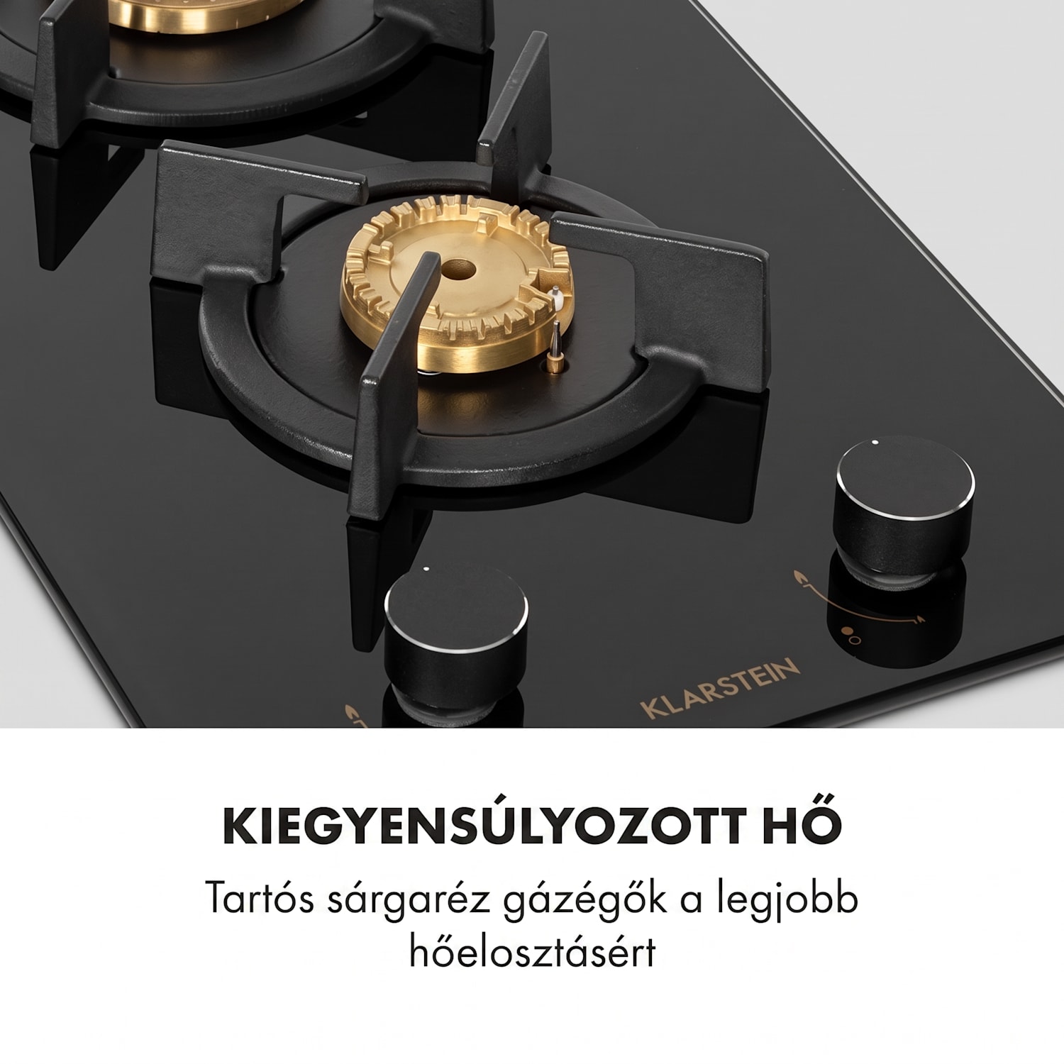 Goldflame Domino, gázfőzőlap, 2 sárgaréz égőfej, üvegkerámia 30 cm | 2 égő | Fekete
