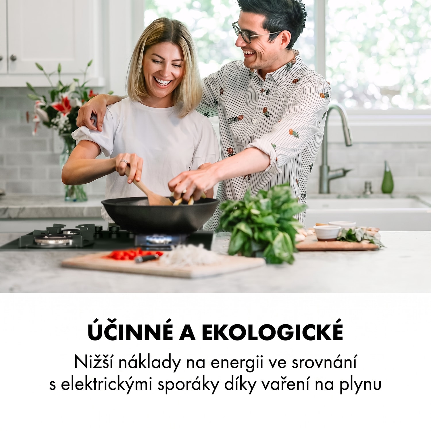 Goldflame 4, plynová varná deska, 4 mosazné hořáky, sklokeramika, černá 60 cm s ovládáním vpředu | 4 hořáky | Černá