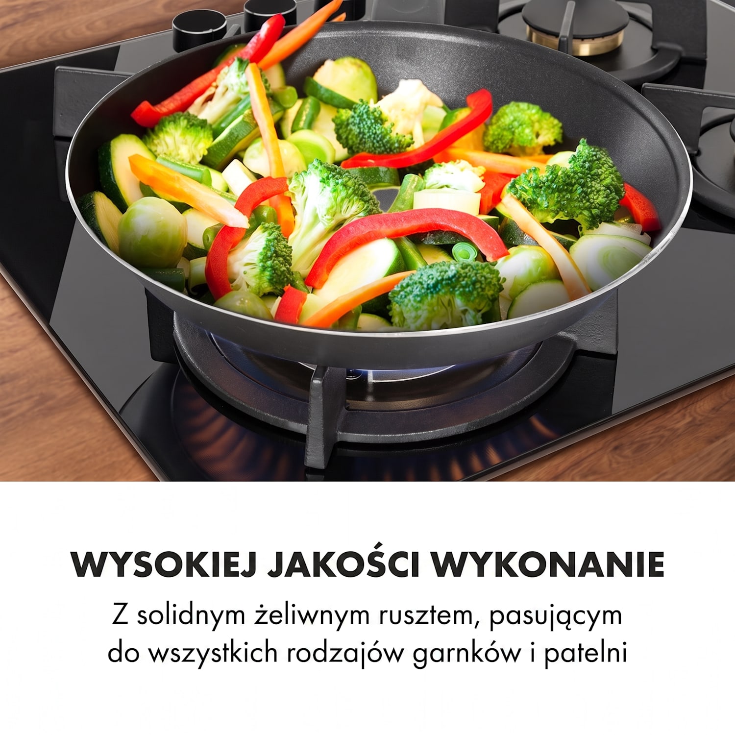 Goldflame 4, płyta gazowa, 4 palniki z mosiądzu, szkło ceramiczne 60 cm ze sterowaniem z przodu | 4 palniki | Czarny