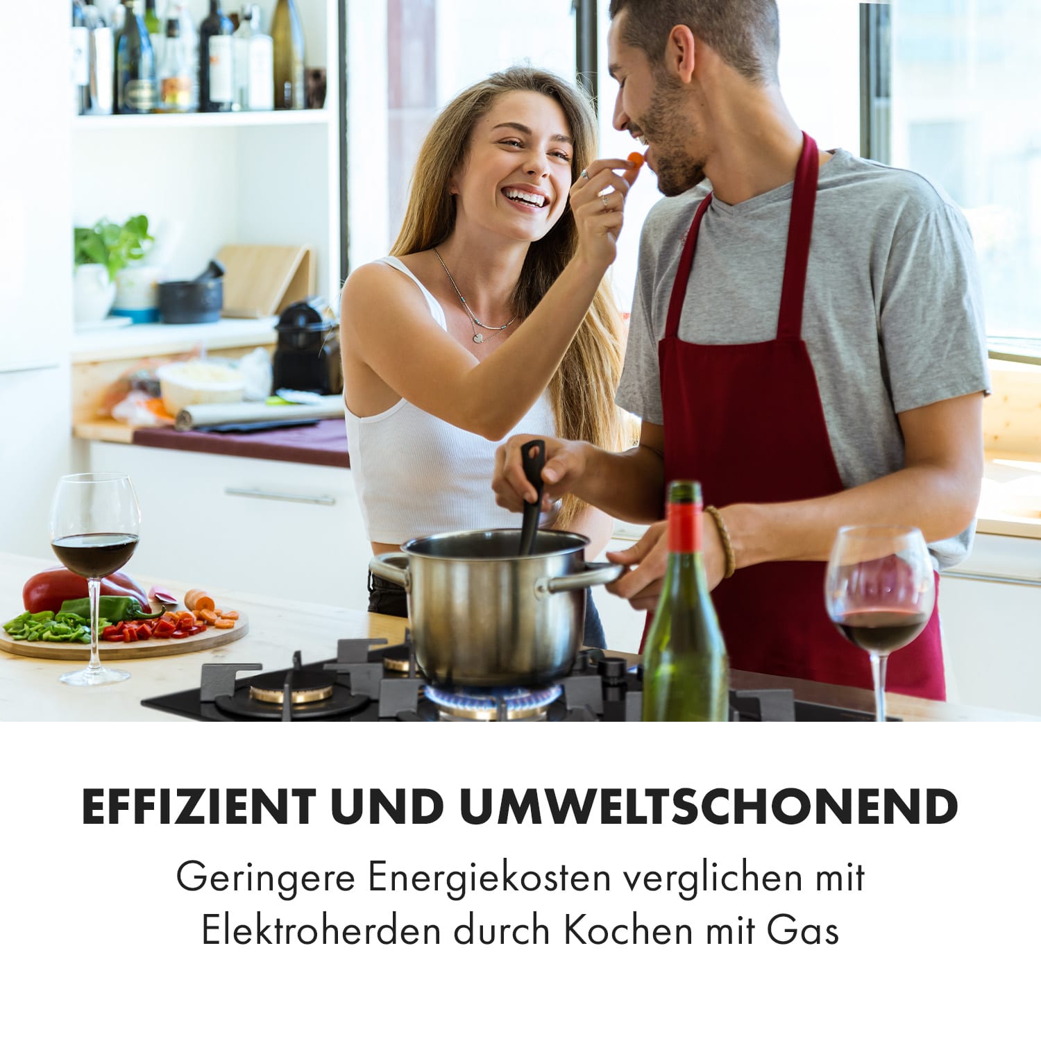 Goldflame 5 Gaskochfeld 5-flammig Messing-Brenner Glaskeramik schwarz 70 cm | 5 Brenner | Schwarz