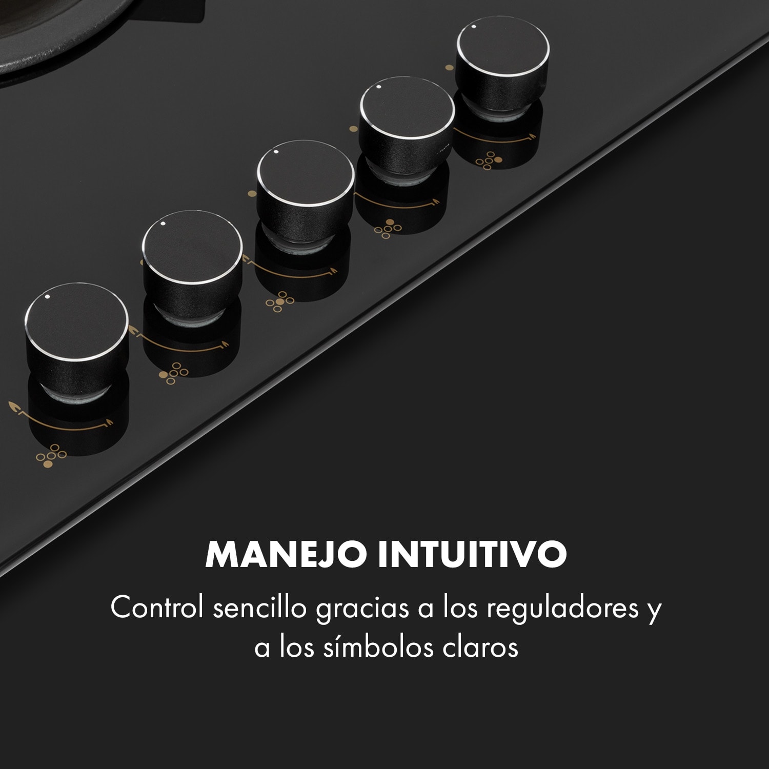 Goldflame 5 Cocina a gas con 5 fogones de latón y vitrocerámica de color negro 