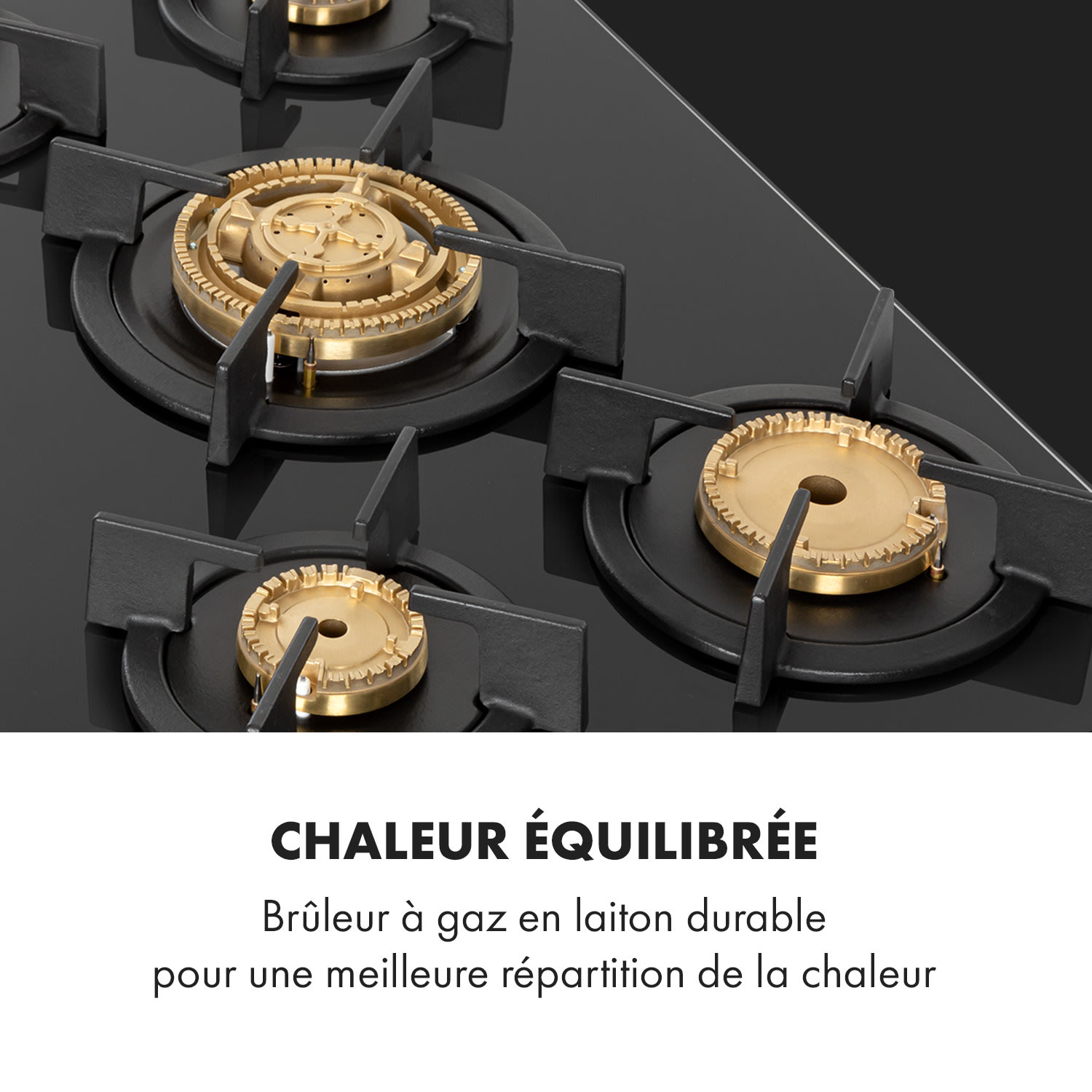 Goldflame 5 gaskookplaat 5-pits messing-brander keramisch glas zwart 