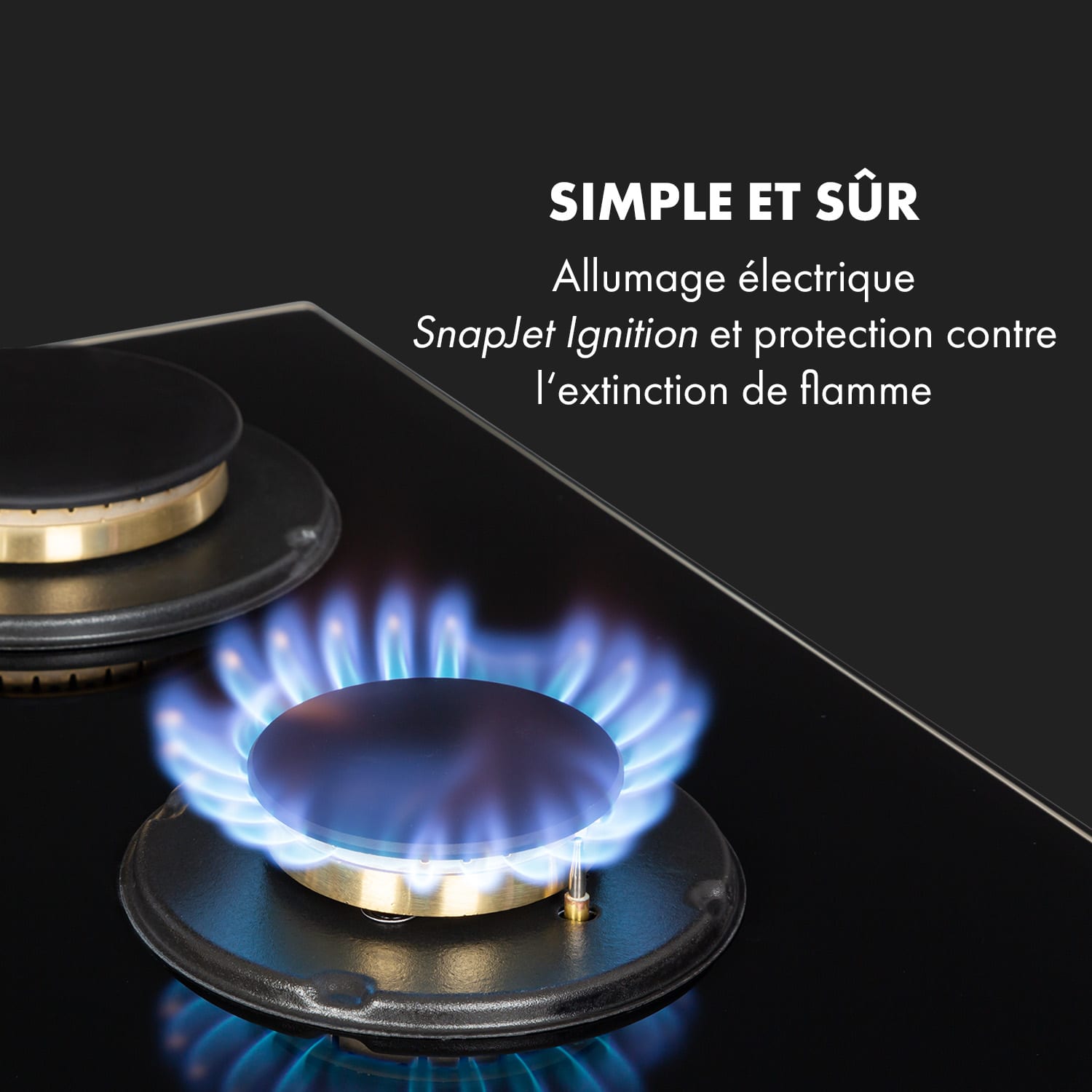 Goldflame 5 gaskookplaat 5-pits messing-brander keramisch glas zwart 