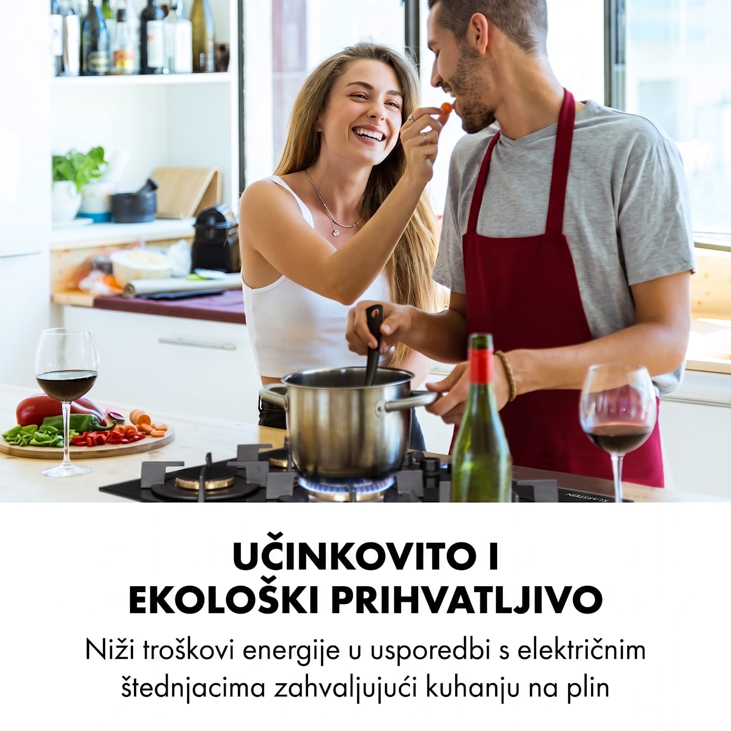 Goldflame 5, plinska ploča za kuhanje, 5 mjedenih plamenika, staklokeramika, crna 70 cm | 5 plamenika | Crna
