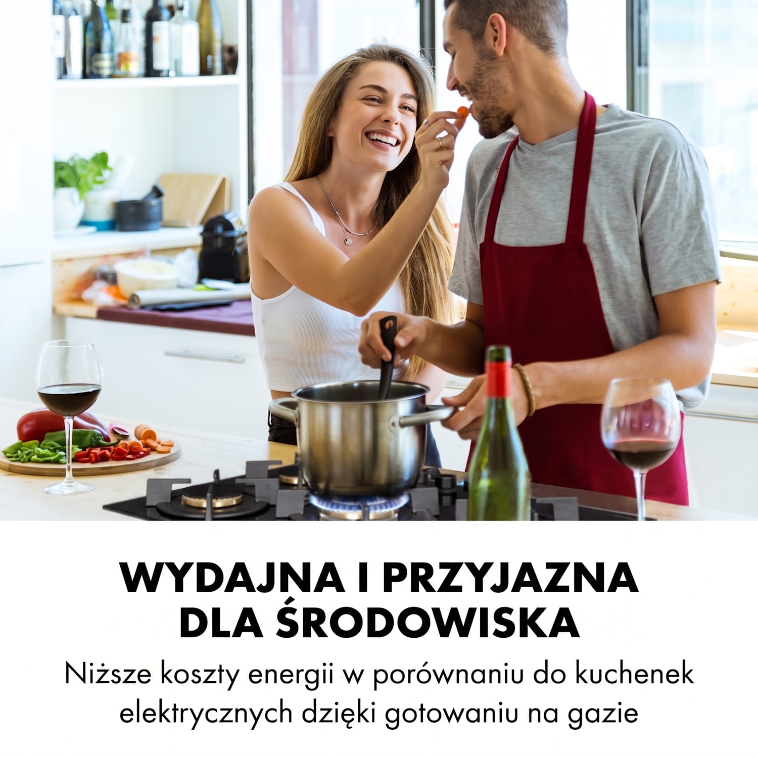 Goldflame 5, płyta gazowa, 5 palników z mosiądzu, szkło ceramiczne 70 cm | 5 palniki | Czarny