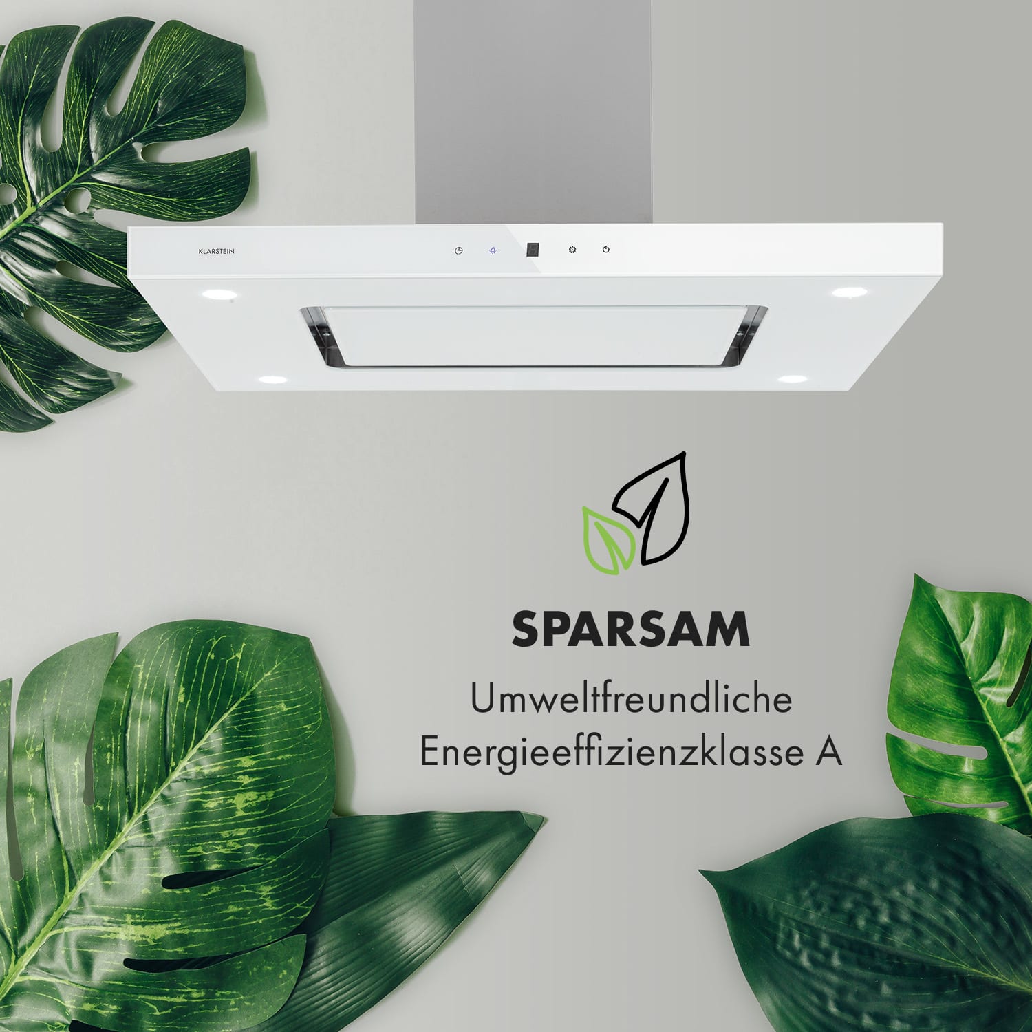 Valeria Inselhaube 90cm 650m³/h Touch EEC A LED Glas Edelstahl Weiß