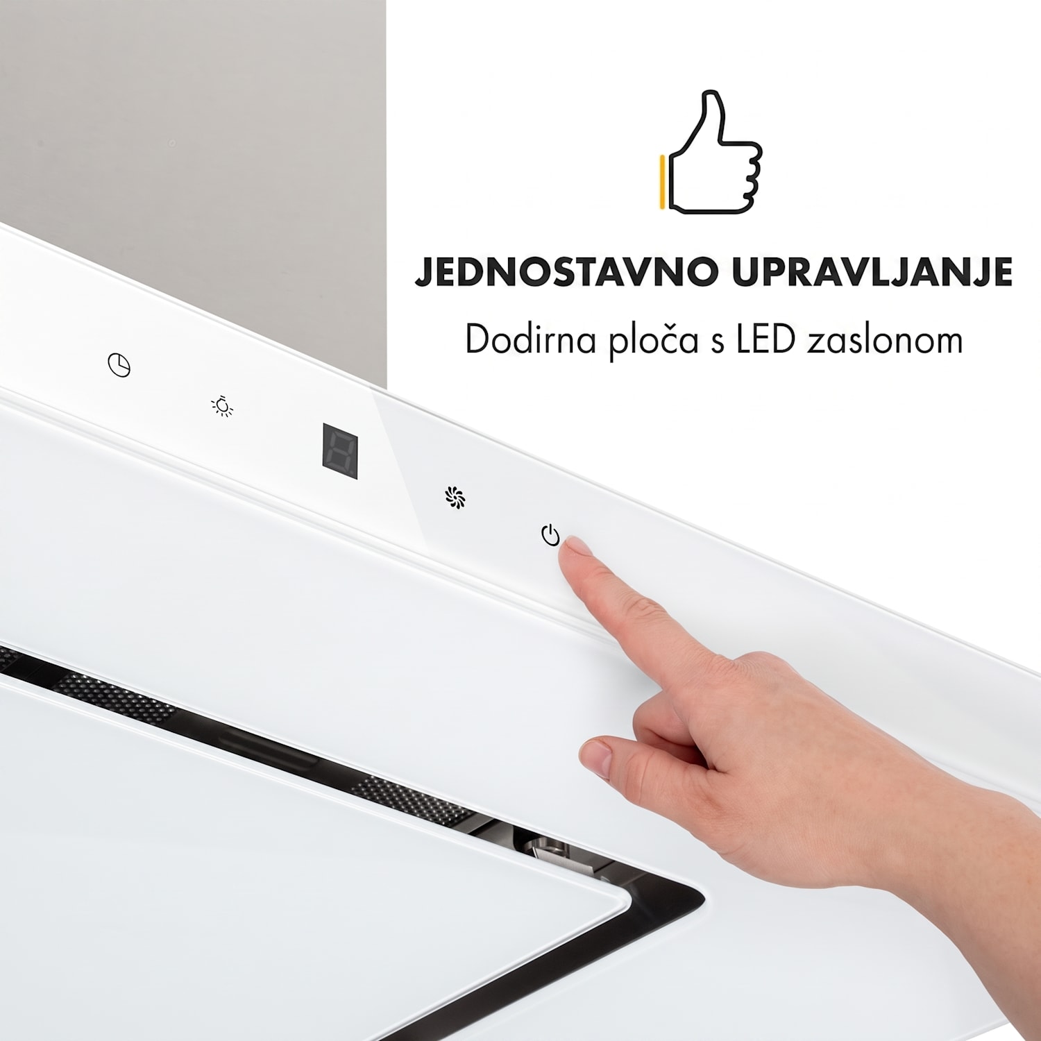 Valeria, otočna napa, 90 cm, 642 m³ / h, dodir, energetski razred A, LED, staklo, nehrđajući čelik, bijela Bijela