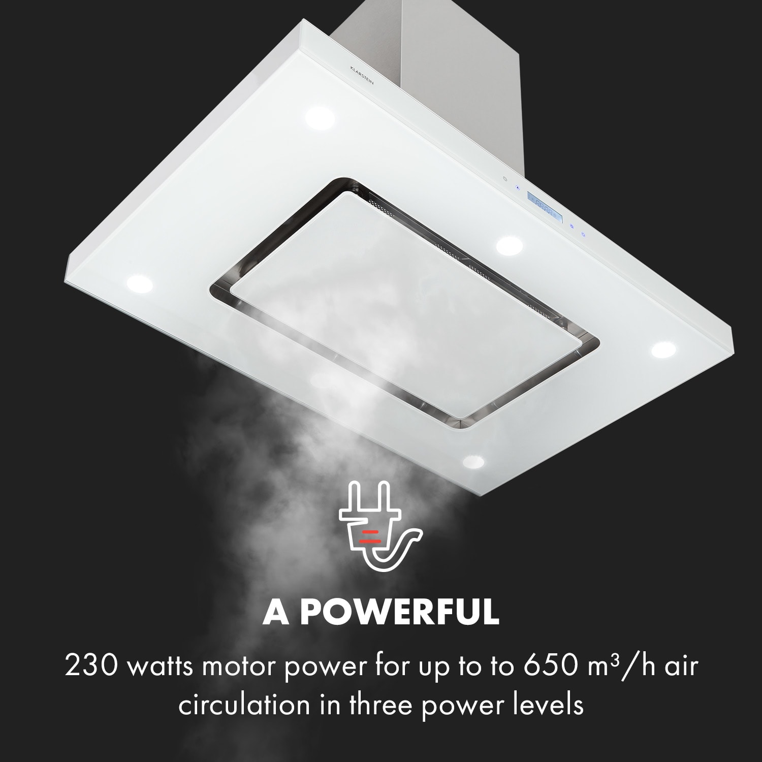 Valeria Inselhaube 90cm 650m³/h Touch EEC A LED Glas Edelstahl 