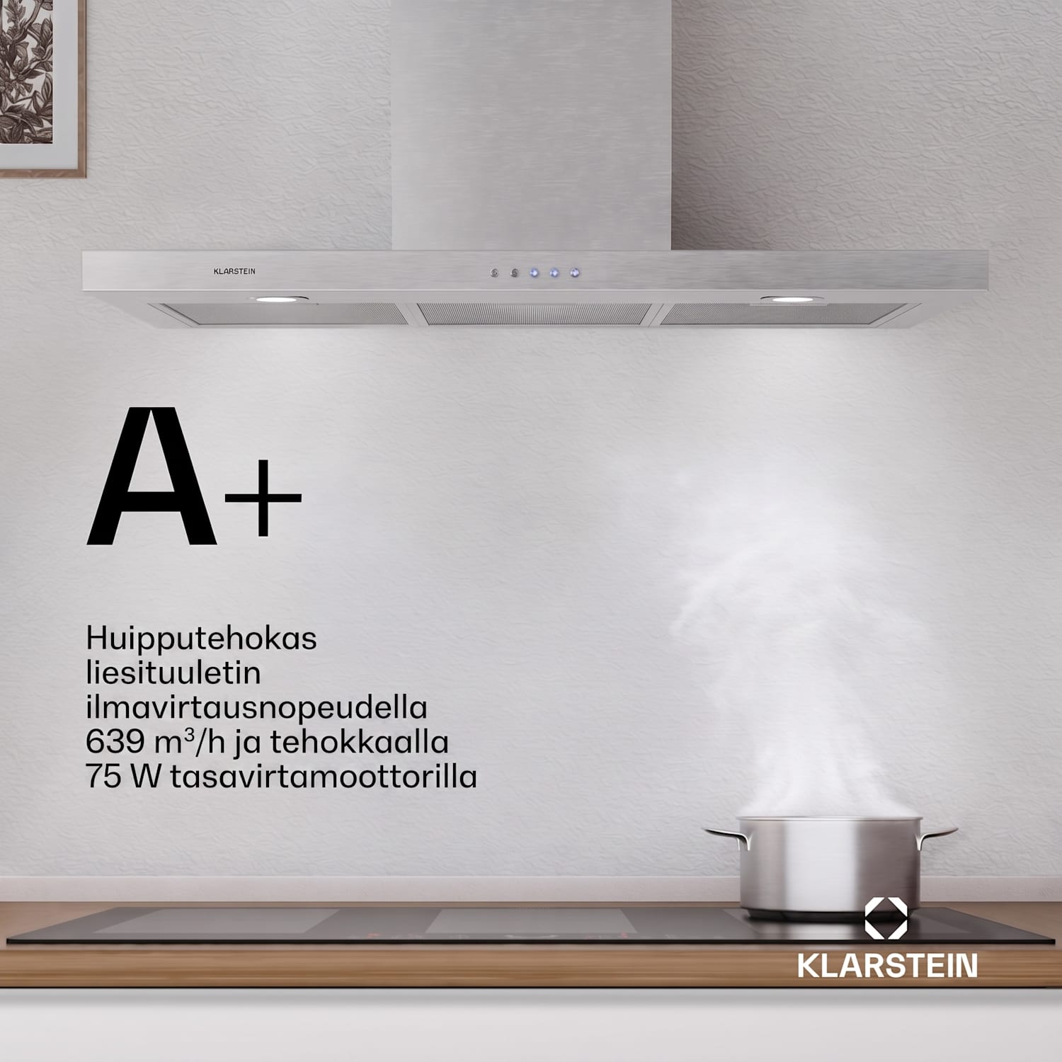 Limelight liesituuletin 90 cm seinälle kiinnitettävä 640m³/h ruostumatonta terästä 90 cm | Ruostumaton Teräs