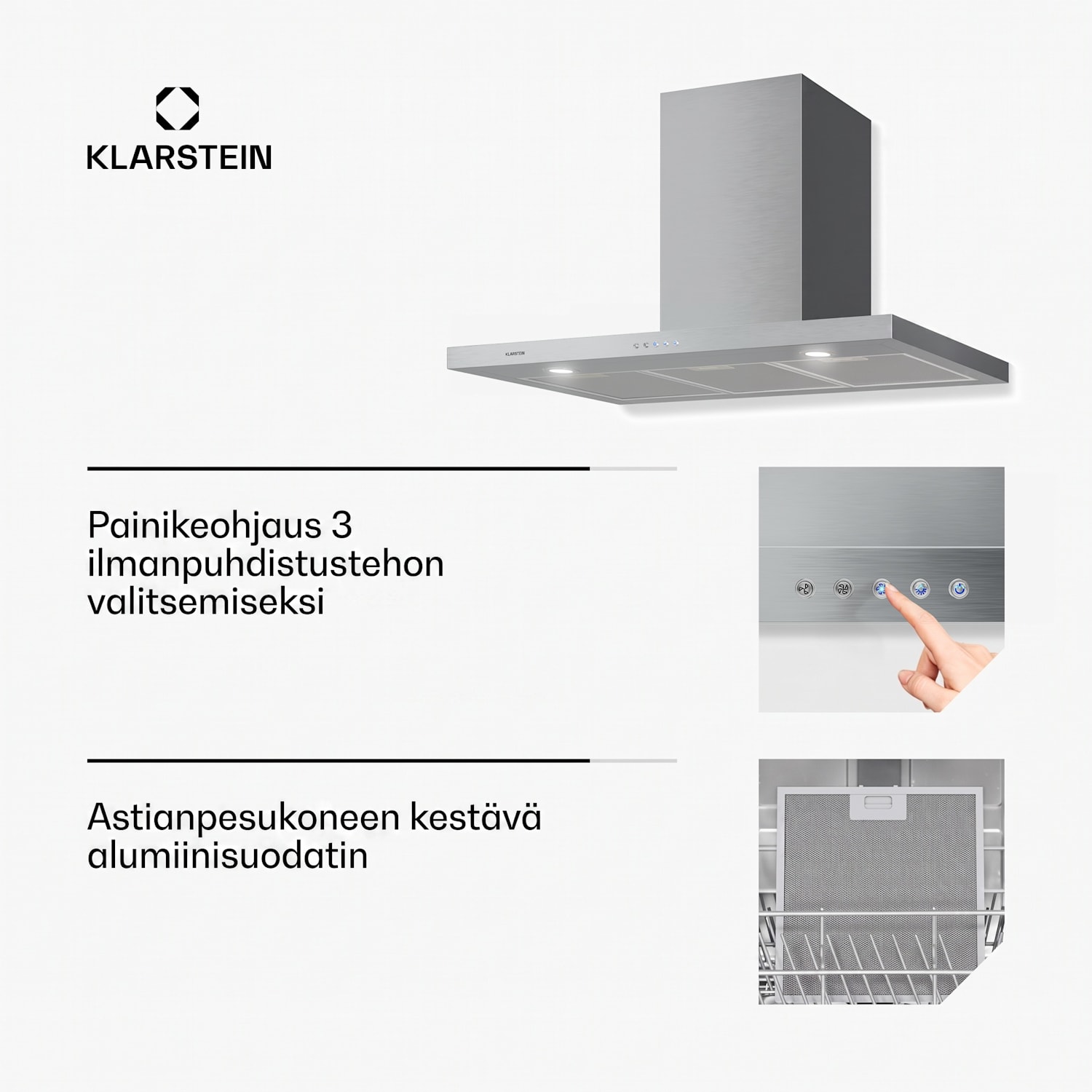Limelight liesituuletin 90 cm seinälle kiinnitettävä 640m³/h ruostumatonta terästä 90 cm | Ruostumaton Teräs