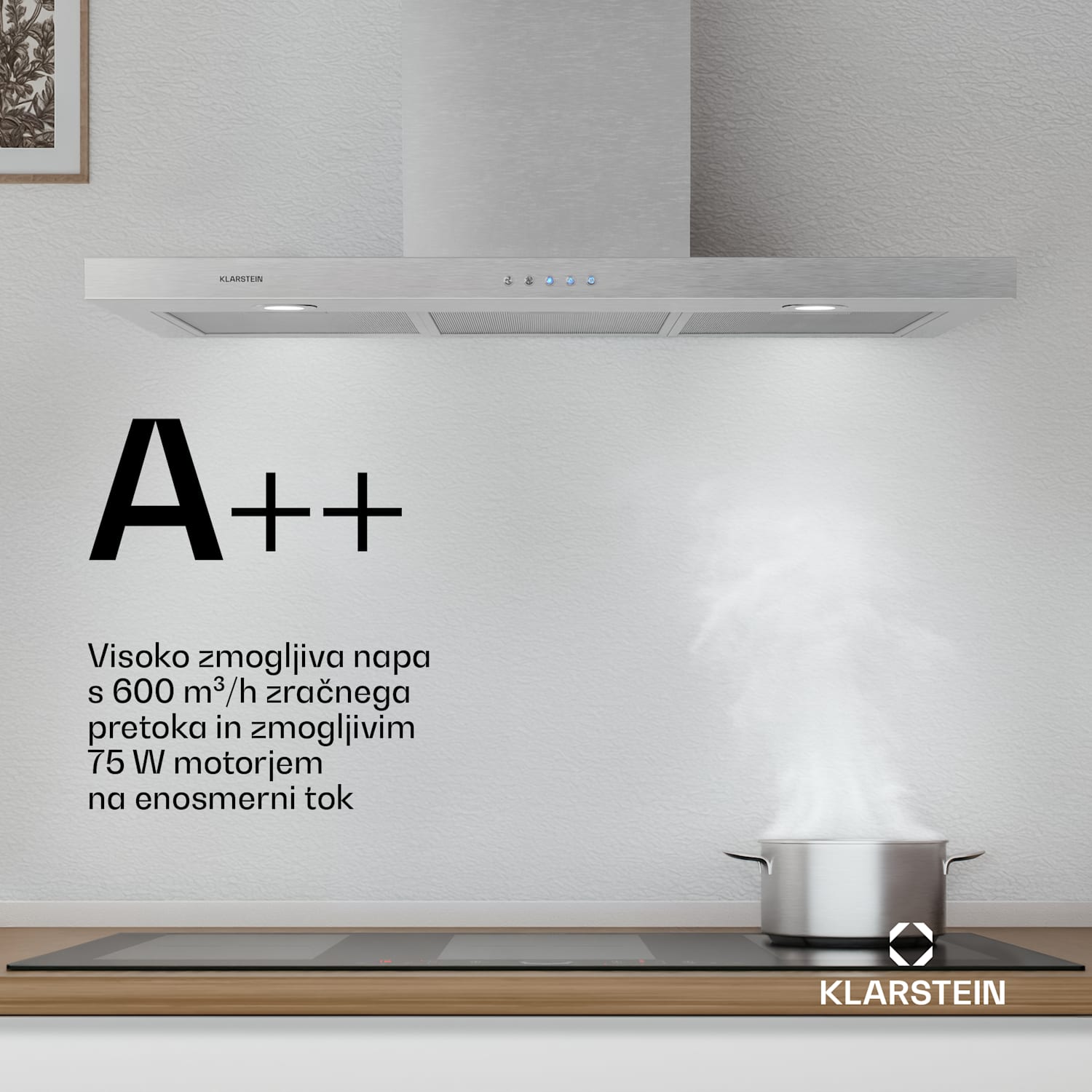 Limelight, kuhinjska napa, 90 cm, stenska kuhinjska napa, 600 m³/h, nerjaveče jeklo 90 cm | Nerjaveče jeklo