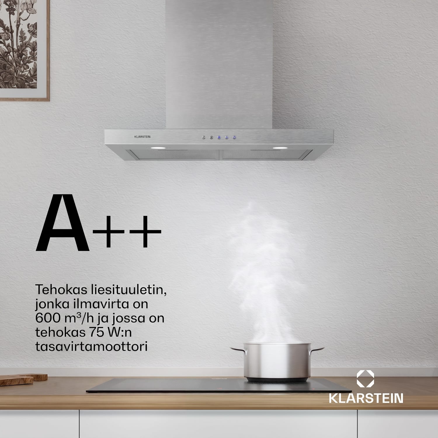 Limelight -liesituuletin 60 cm seinämalli 639 m³/h ruostumaton teräs 60 cm | Ruostumaton Teräs