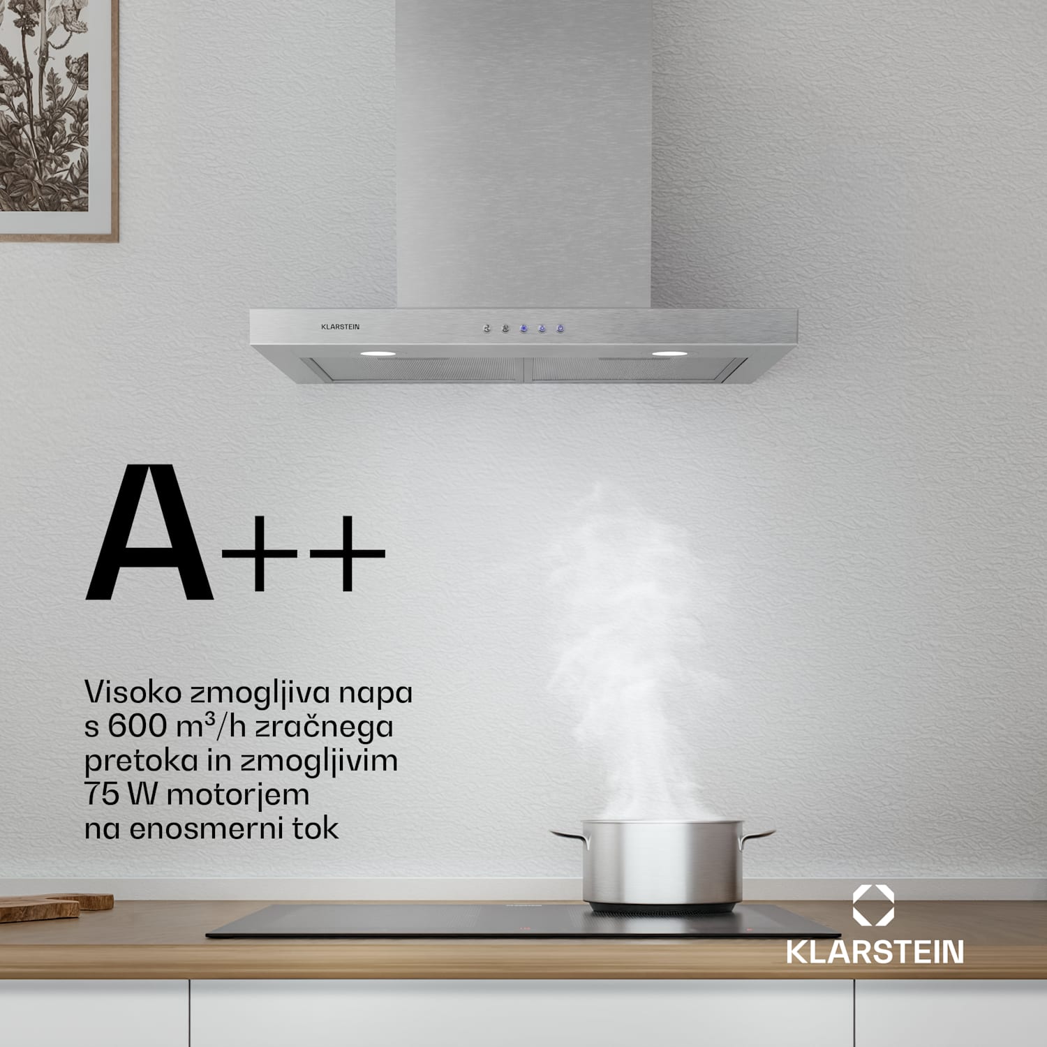 Limelight, kuhinjska napa, 60 cm, stenska napa, 600 m³ / h, nerjaveče jeklo 60 cm | Nerjaveče jeklo