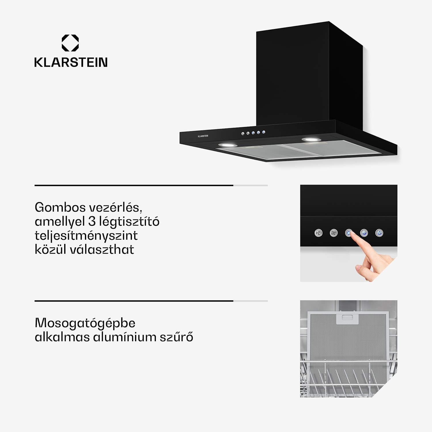 Limelight 60, páraelszívó, 60 cm, fali páraelszívó, 600 m³/ó 60 cm | Fekete
