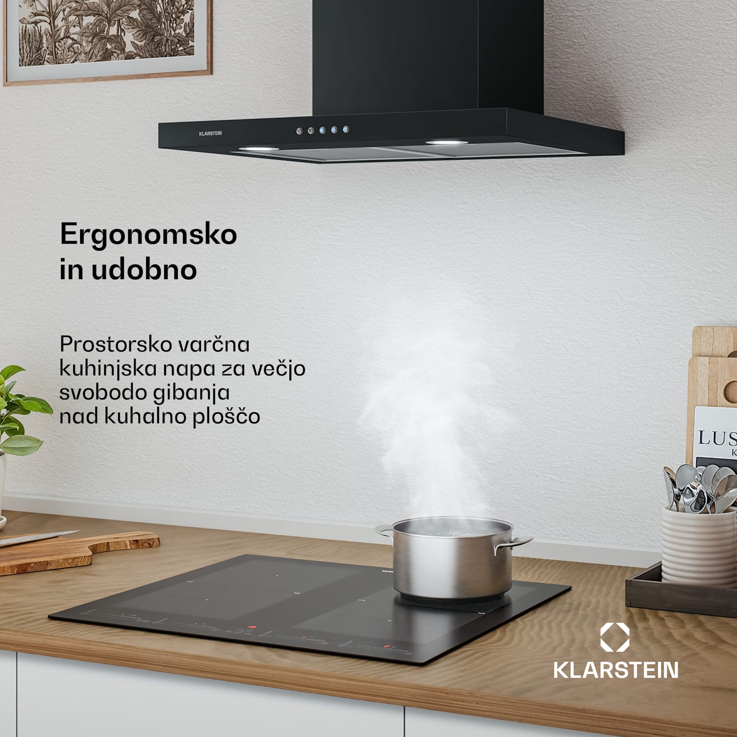 Limelight, kuhinjska napa, 60 cm, stenska napa, 600 m³ / h, črna barva 60 cm | Črna