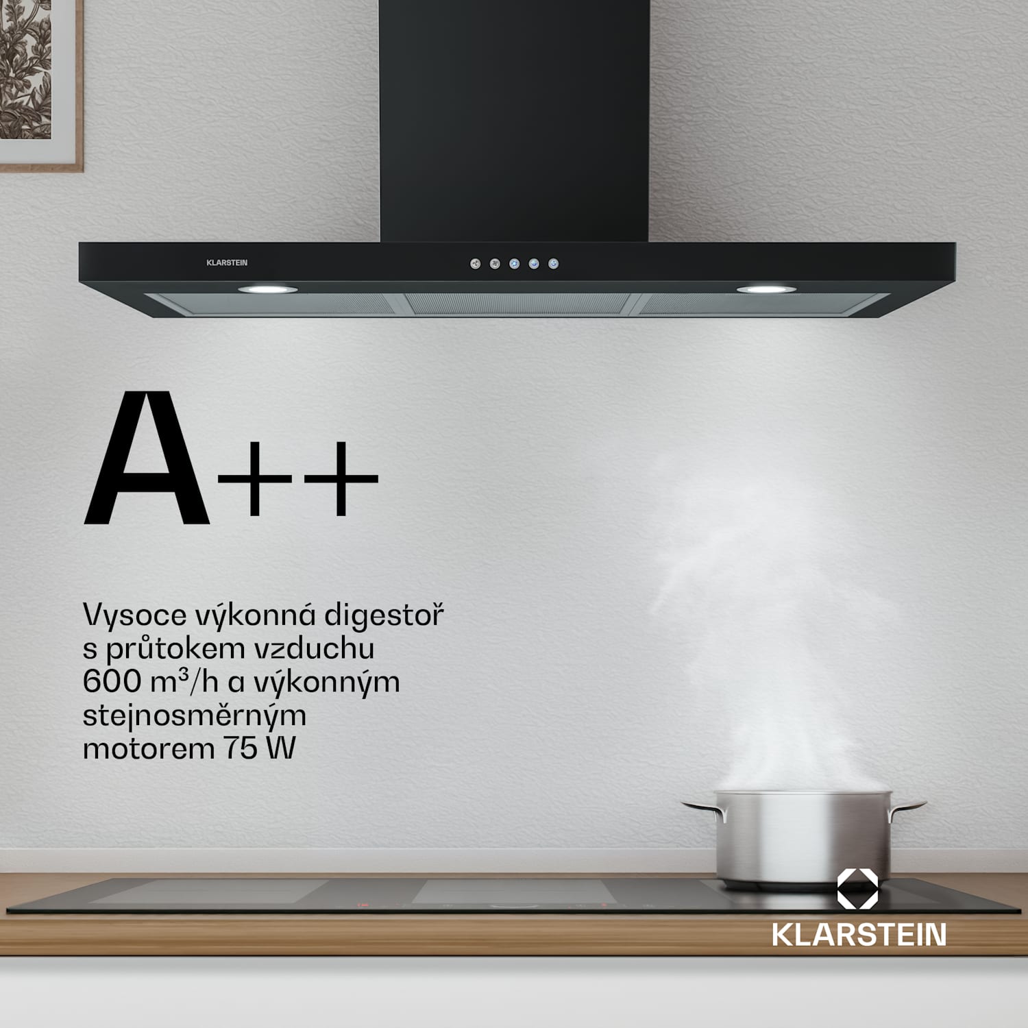 Limelight, digestoř, 90 cm, nástěnná, 600 m³/h, černá 90 cm | Černá