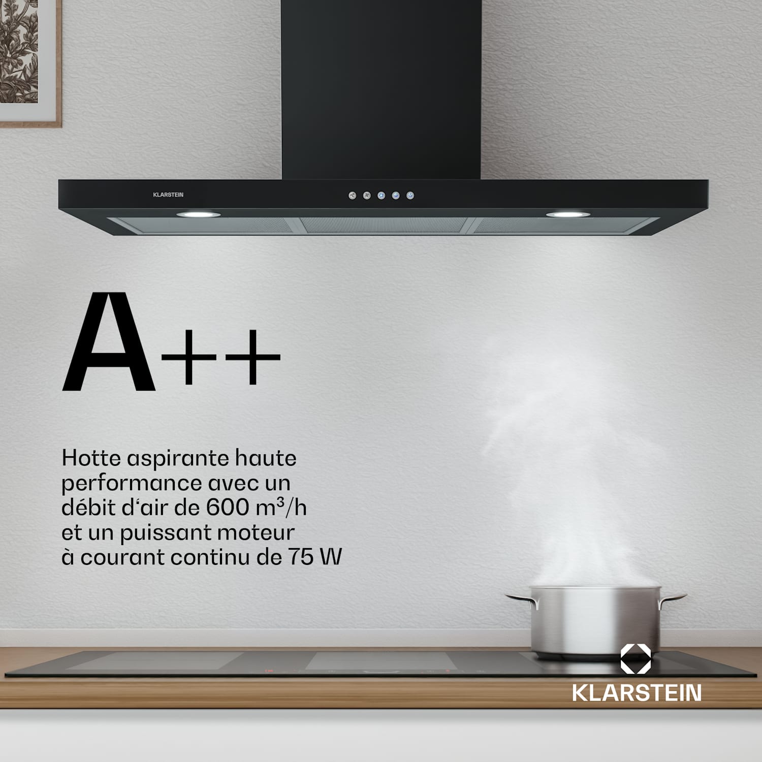 Limelight afzuigkap 90cm wandkap 600m³/h rvs zwart 