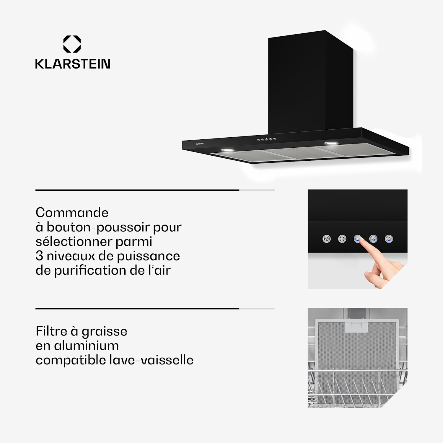 Limelight afzuigkap 90cm wandkap 600m³/h rvs zwart 