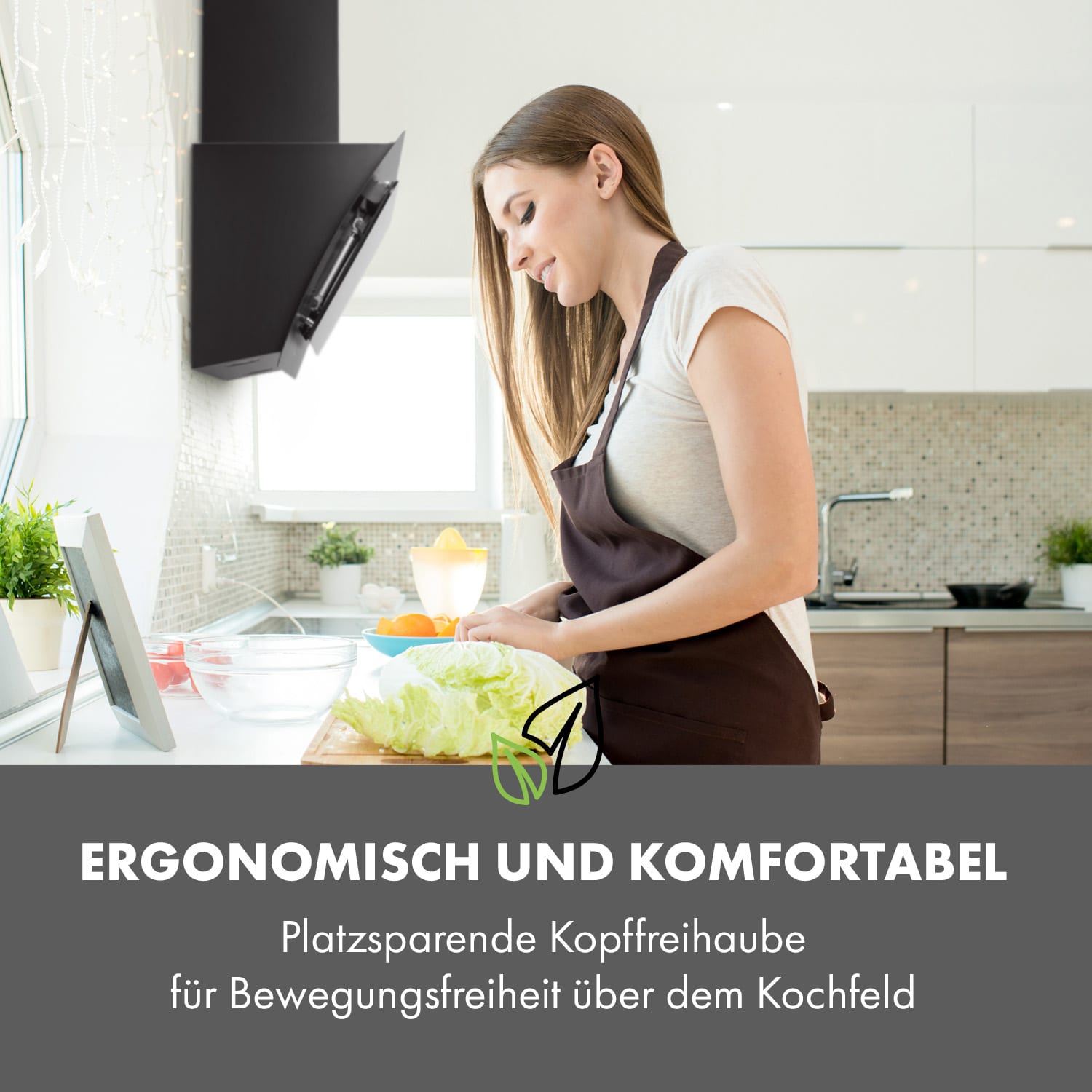 Arianna Dunstabzugshaube 60cm 560m³/h Touch-Bedienfeld EEK A+ schwarz 