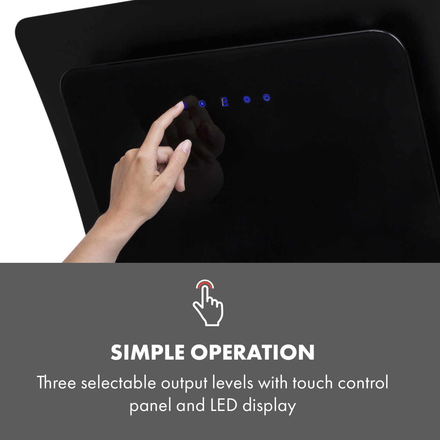 Arianna afzuigkap 60cm 560 m³/h touch control EEK A+ zwart