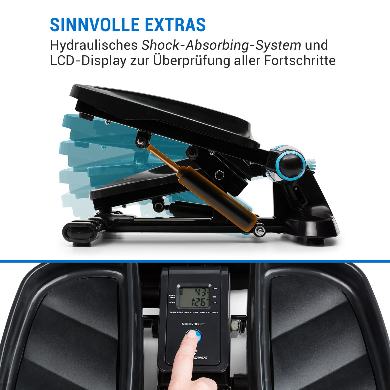 Galaxy Step Ministepper Premium-Trittflächen LCD-Display App blau 