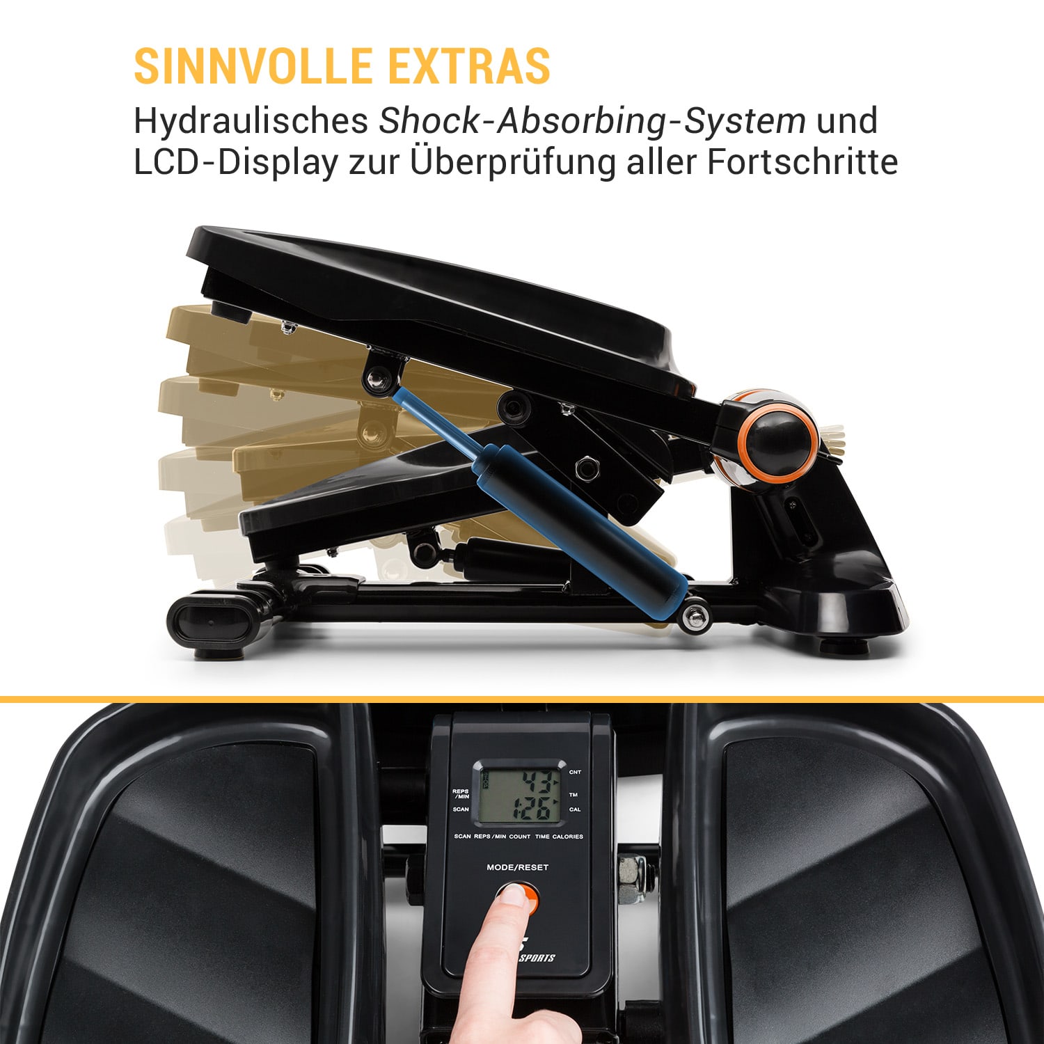 Galaxy Step Ministepper Premium-Trittflächen LCD-Display App orange 