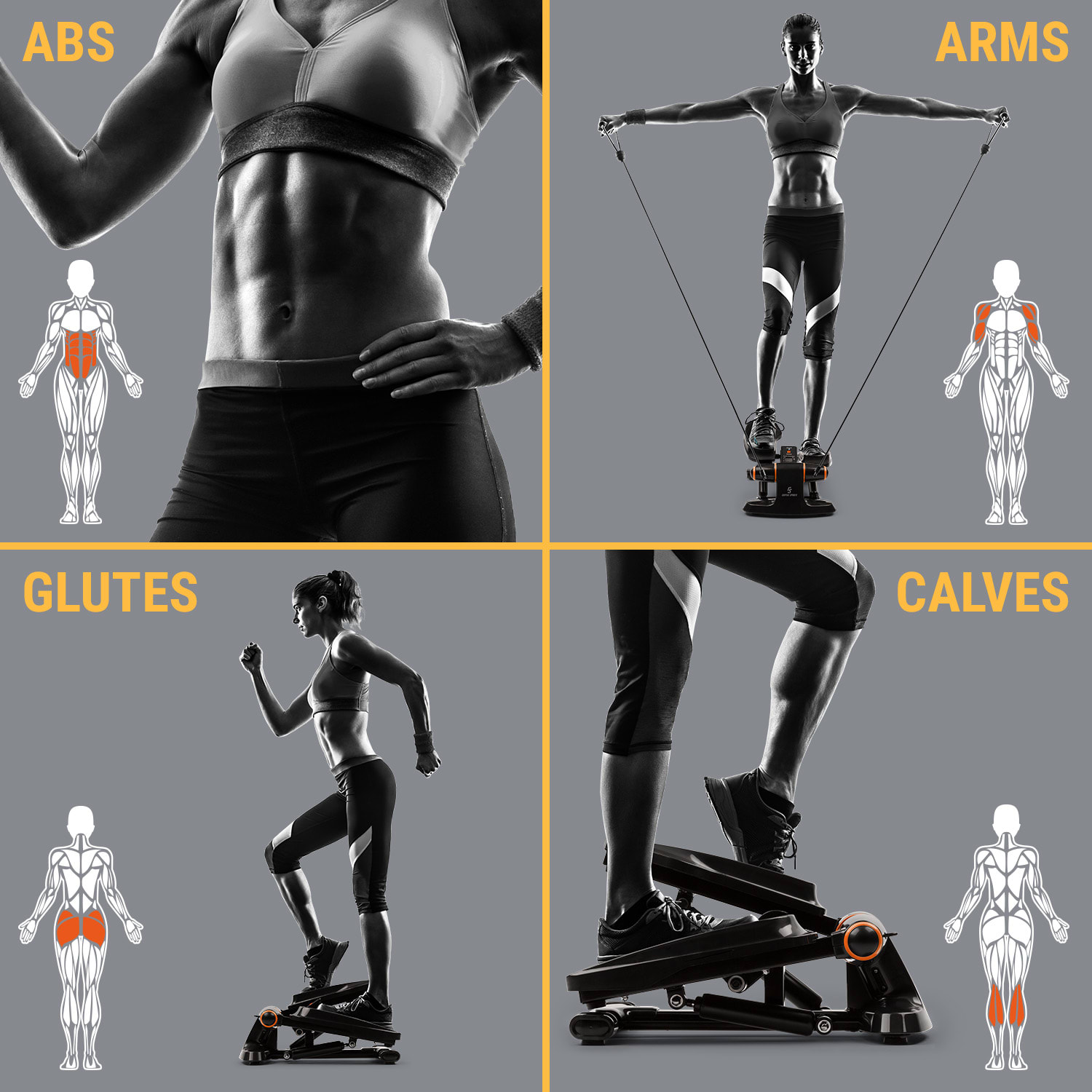 Galaxy Step, mini stepper, suprafețe de rulare premium, afișaj LCD, aplicație, albastru 