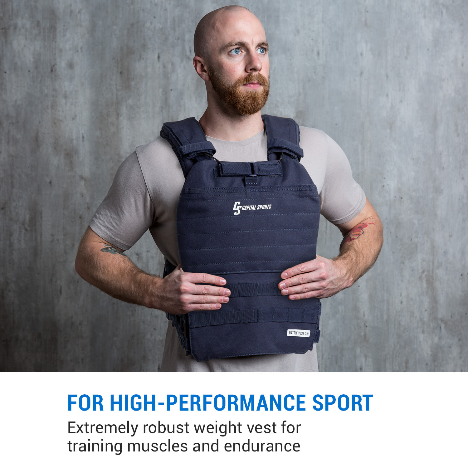 Battlevest 2.0, záťažová vesta, 2 x 2 závažia 5,75 (2,6) & 8,75 lbs (4,0 kg), modrá Vrátane 4 váhových platní | Porcelánová modrá