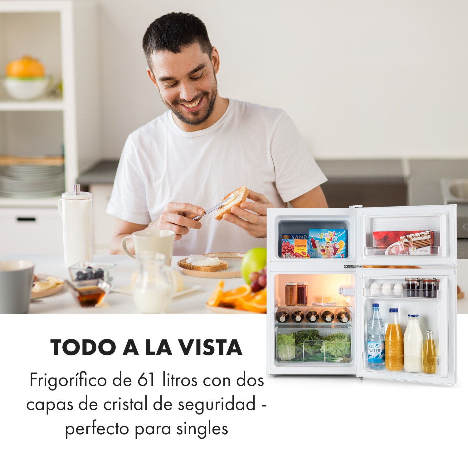 Big Daddy Cool Refrigerador con congelador 61/22 L 42 dB A+ blanco 83 L | Blanco