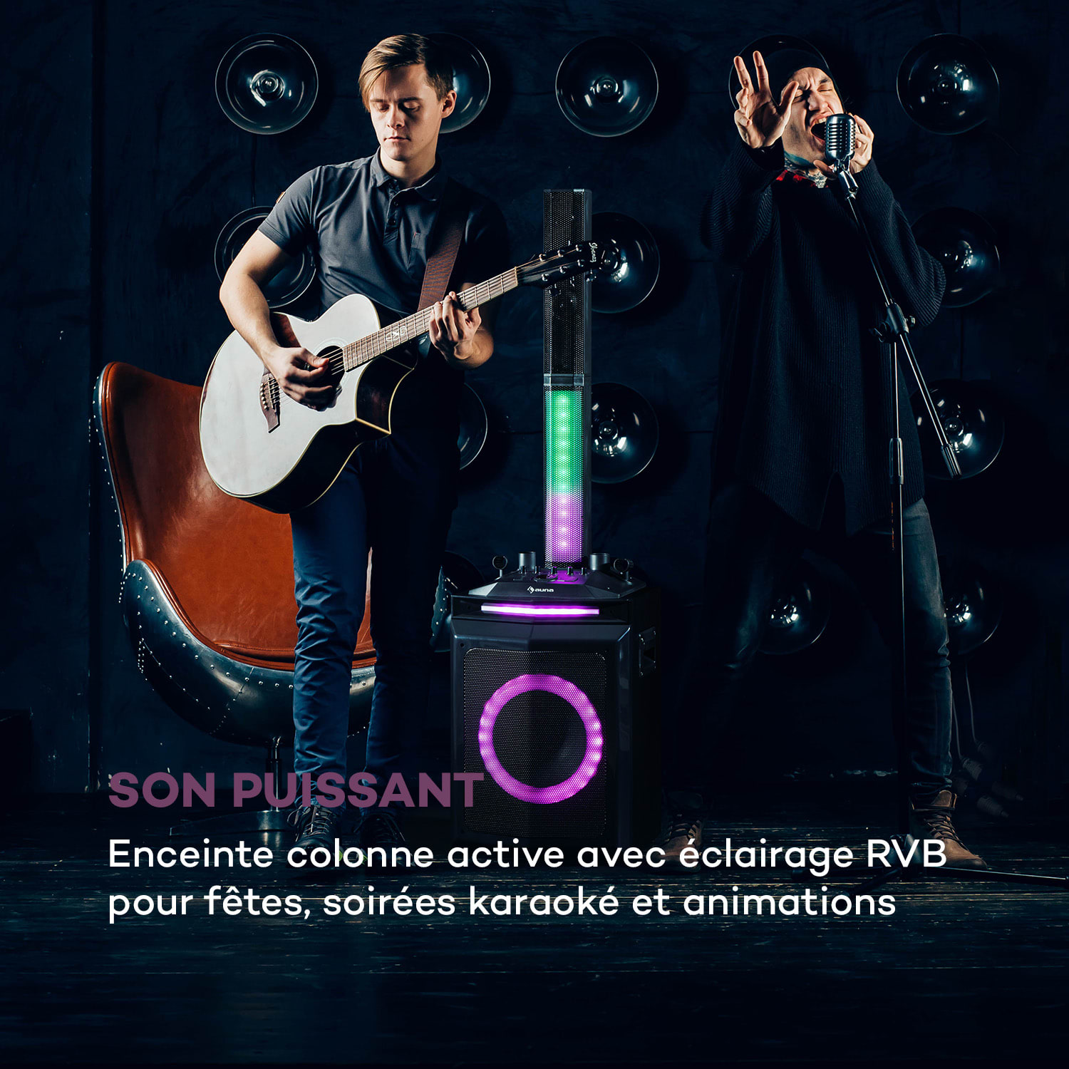 Clubmaster Tube Système audio 150W , woofer 10" USB BT AUX , noir 