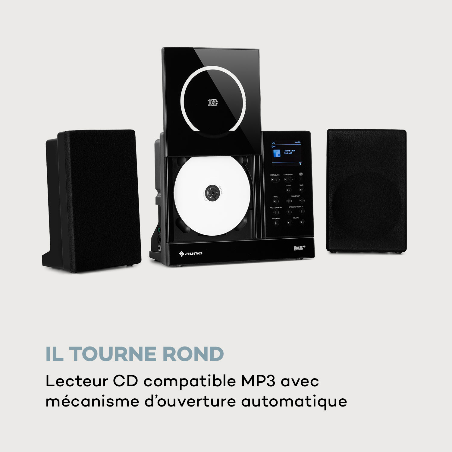 Connect Vertical Radio Internet tuner DAB+ lecteur CD Spotify BT noire