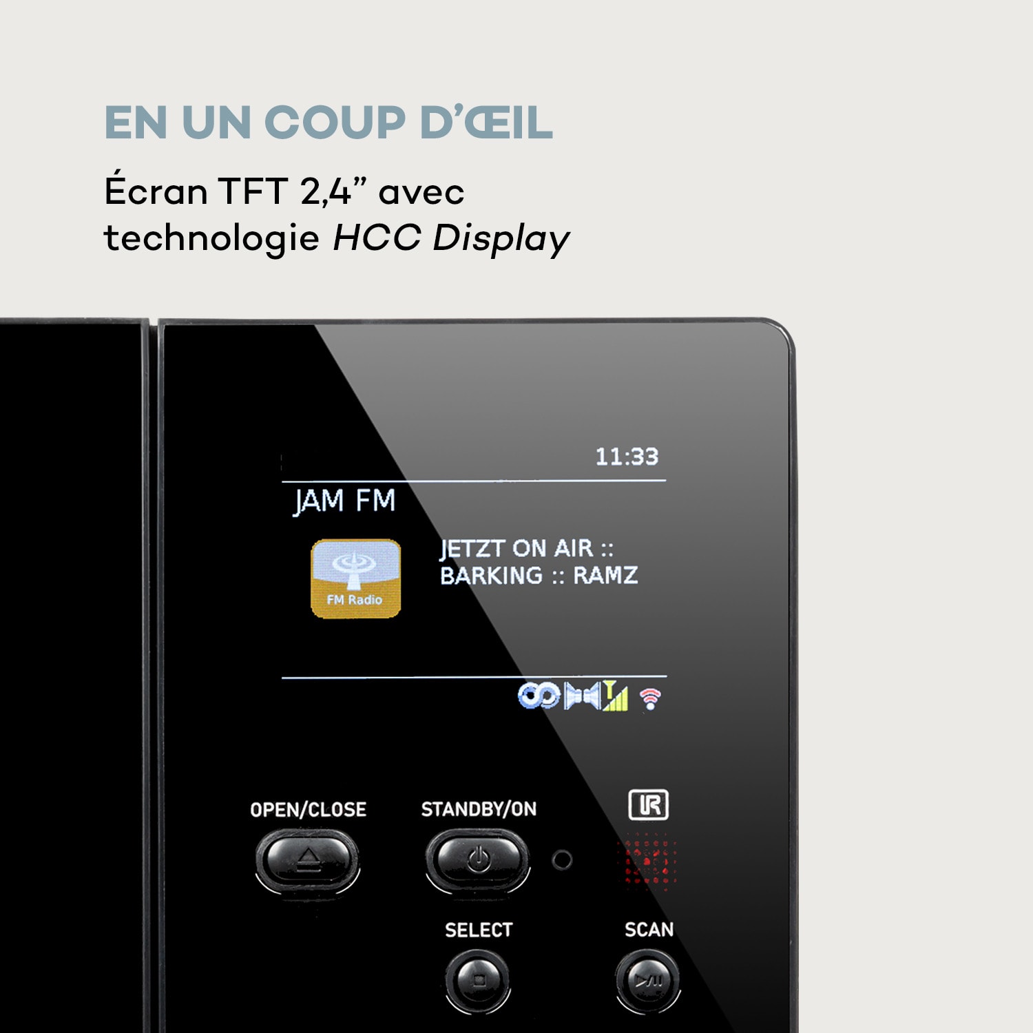 Connect Vertical Radio Internet tuner DAB+ lecteur CD Spotify BT noire