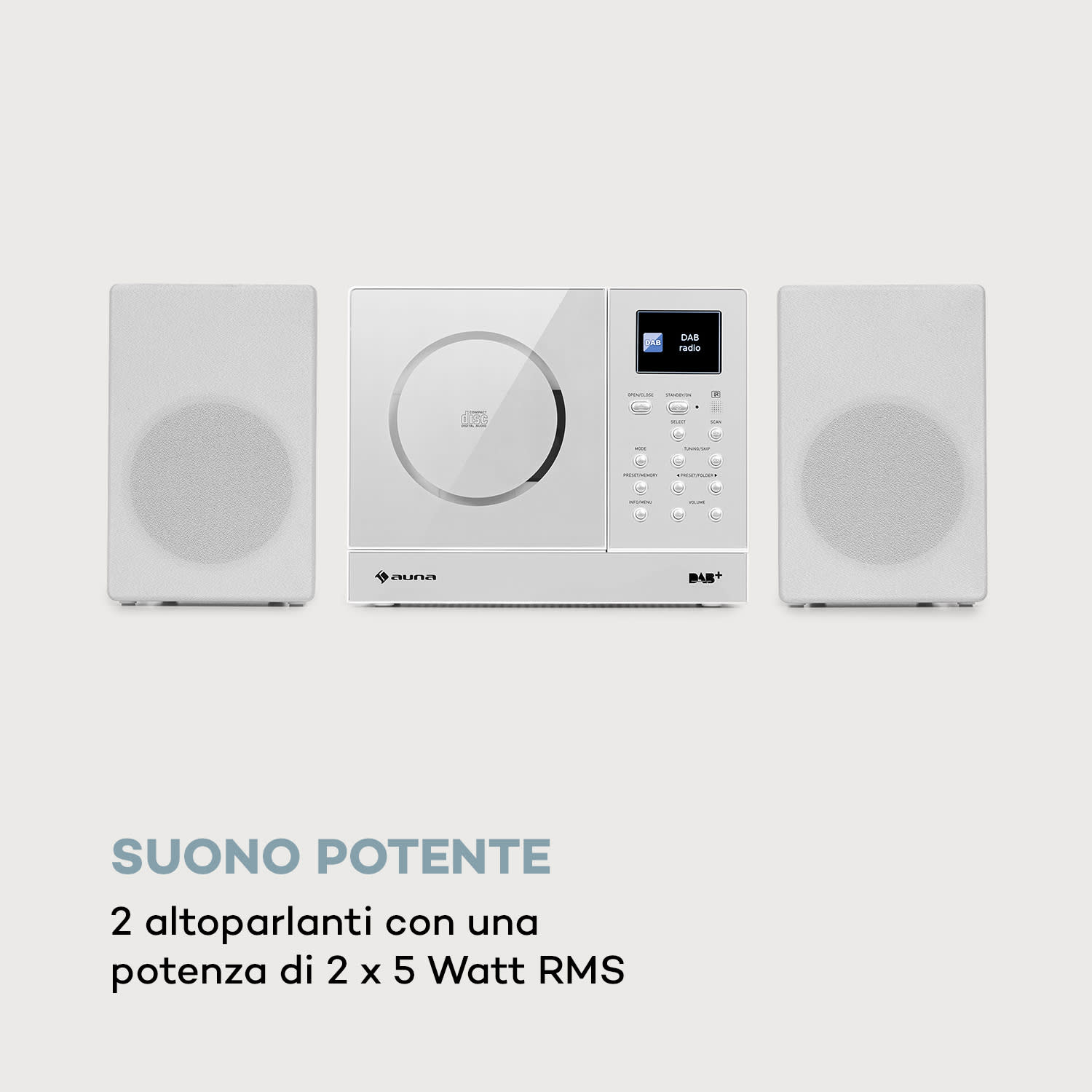 Connect Vertical radio internet 2x5 Watt RMS CD IR/FM/DAB+ Spotify BT bianco 