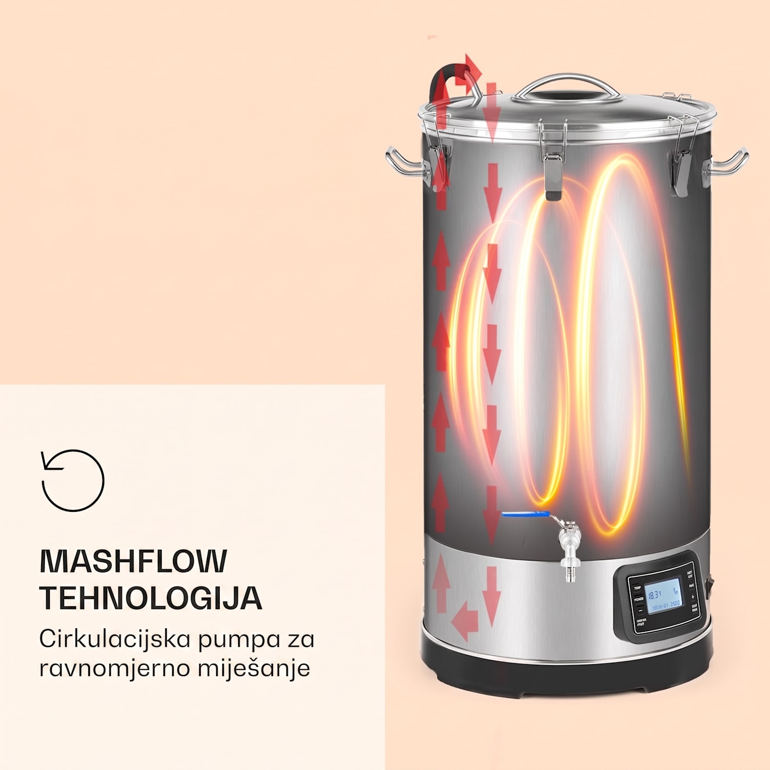 Mundschenk 3XL, kotao za slad, oprema za kuhanje piva, 3000 W, 9 programa, 65 l 3XL | Srebrna metalik