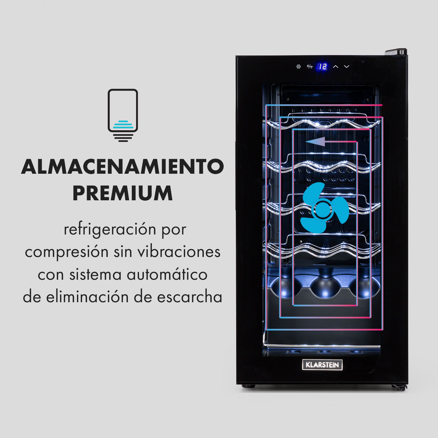 Shiraz 15 Slim Uno Vinoteca 44l panel de control táctil de 5 a 18 °C 