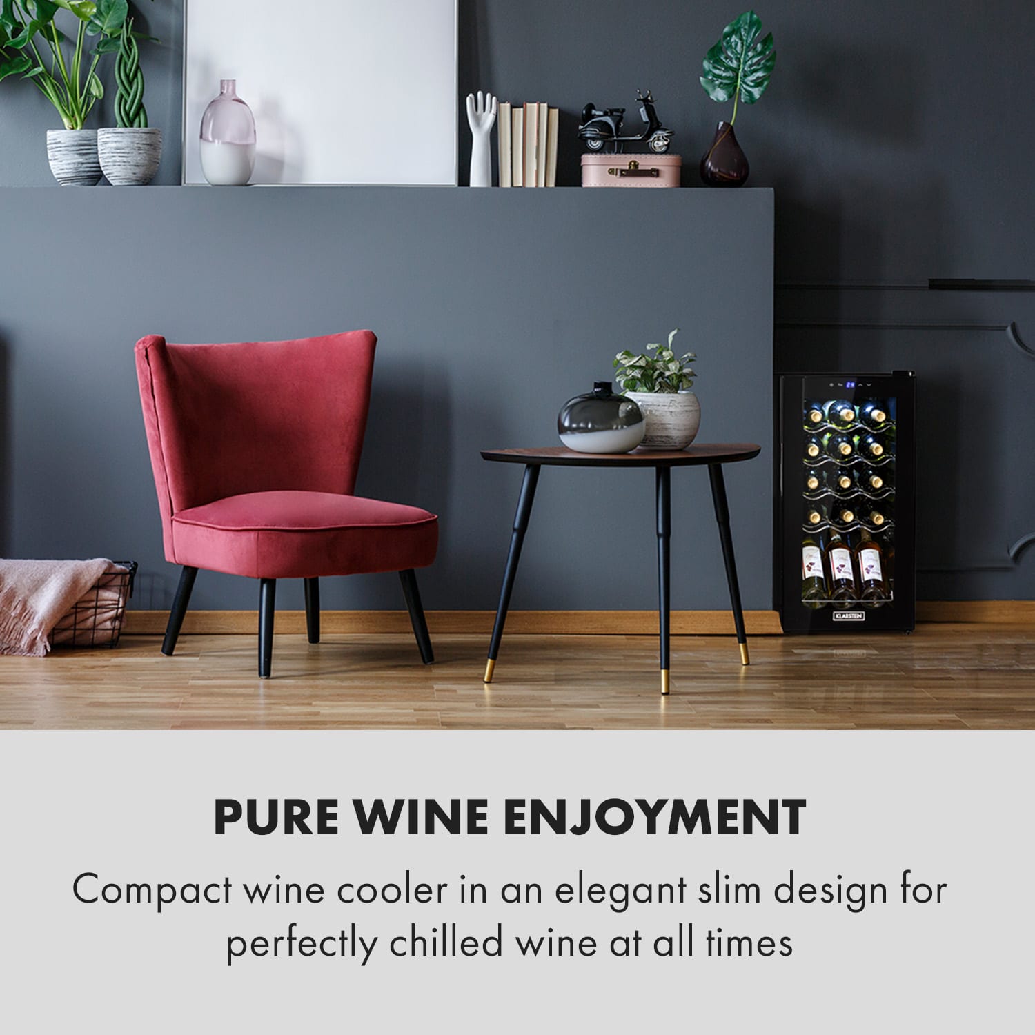 Shiraz 15 Slim Uno viinikaappi 44 l kosketuspaneeli 5-18 °C
