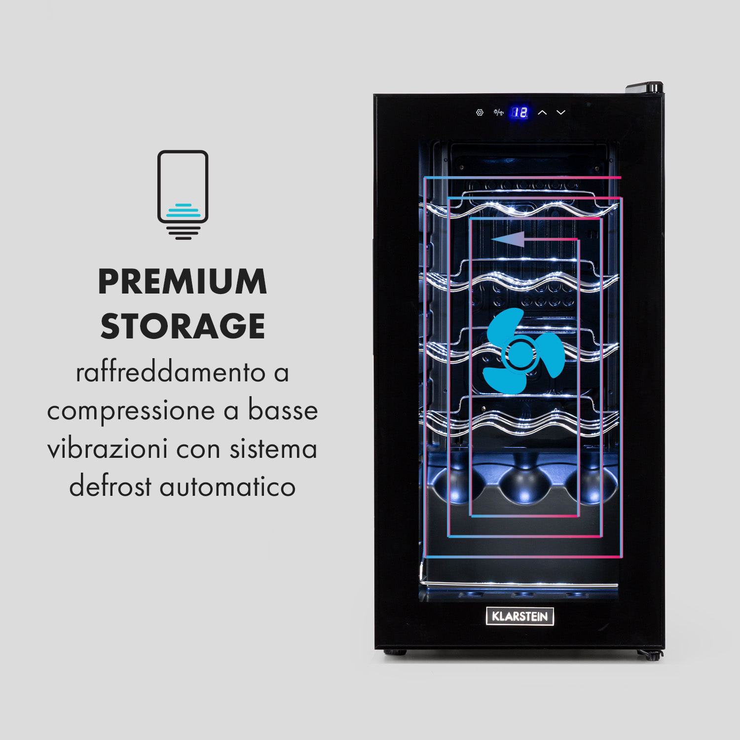 Shiraz 15 Slim Uno viinikaappi 44 l kosketuspaneeli 5-18 °C