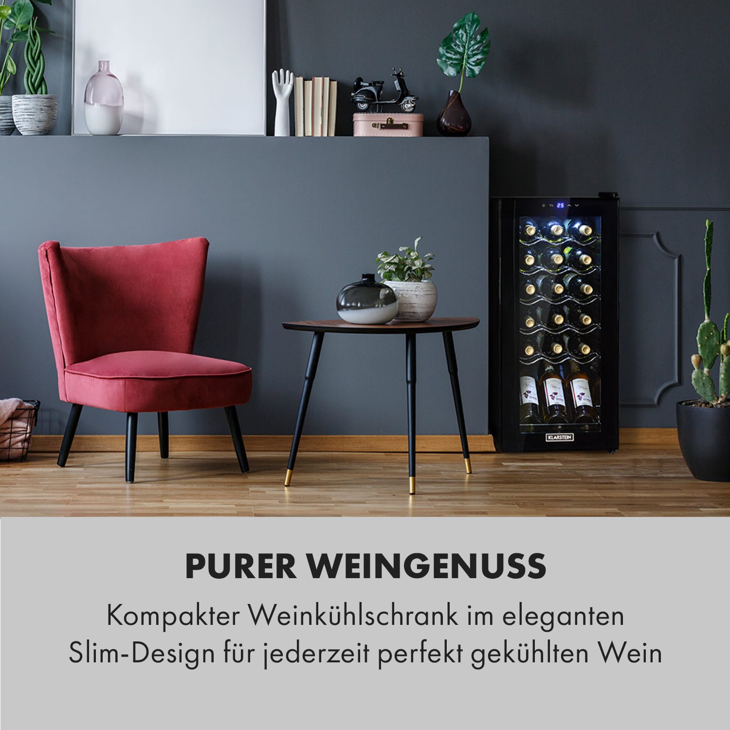 Shiraz 18 Uno Weinkühlschrank 50l 18Fl Touch-Bedienfeld 5-18°C 18 Flaschen | 1 Kühlzone | Schwarz