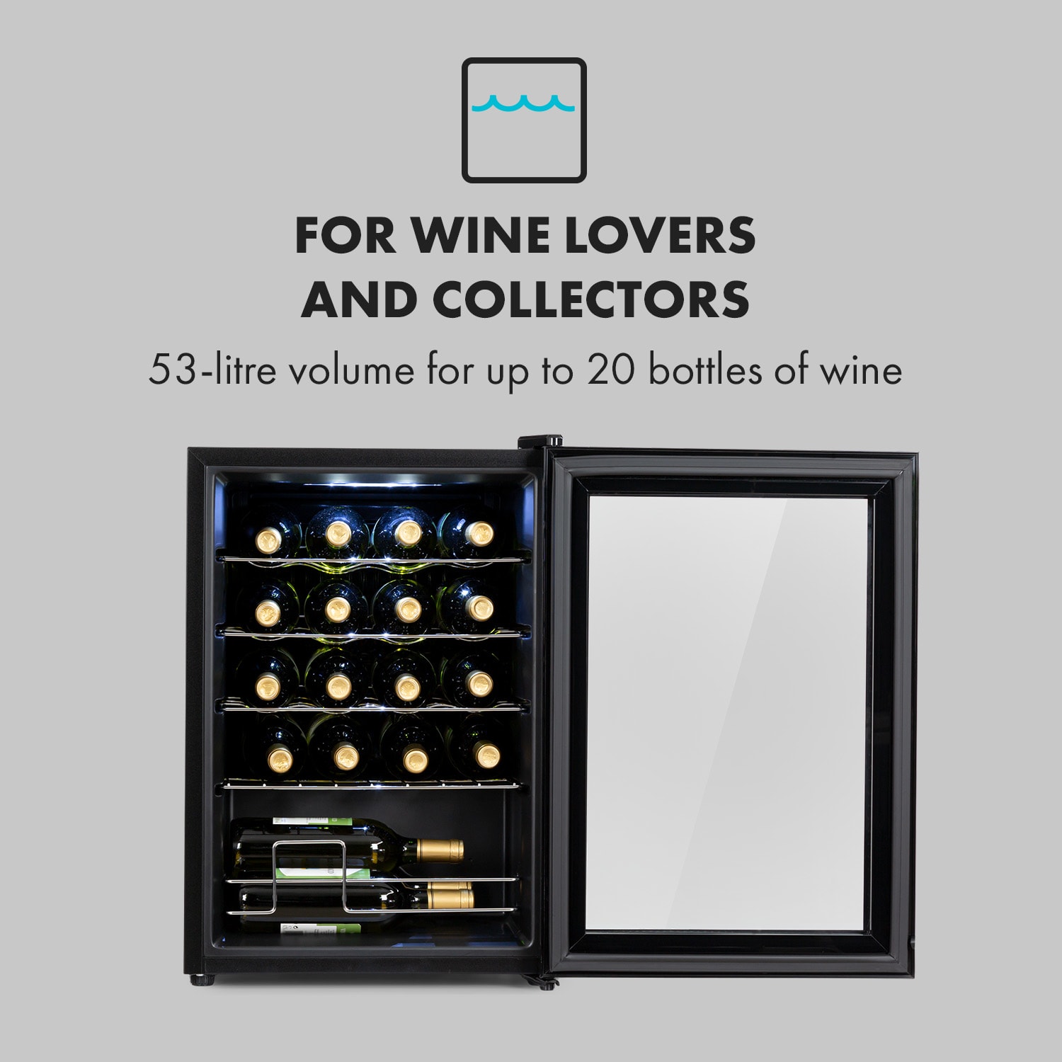 Shiraz 20 Uno, hladilnik za vino, 53 litrov, 20 steklenic, nadzorna plošča na dotik, 5-18 °C