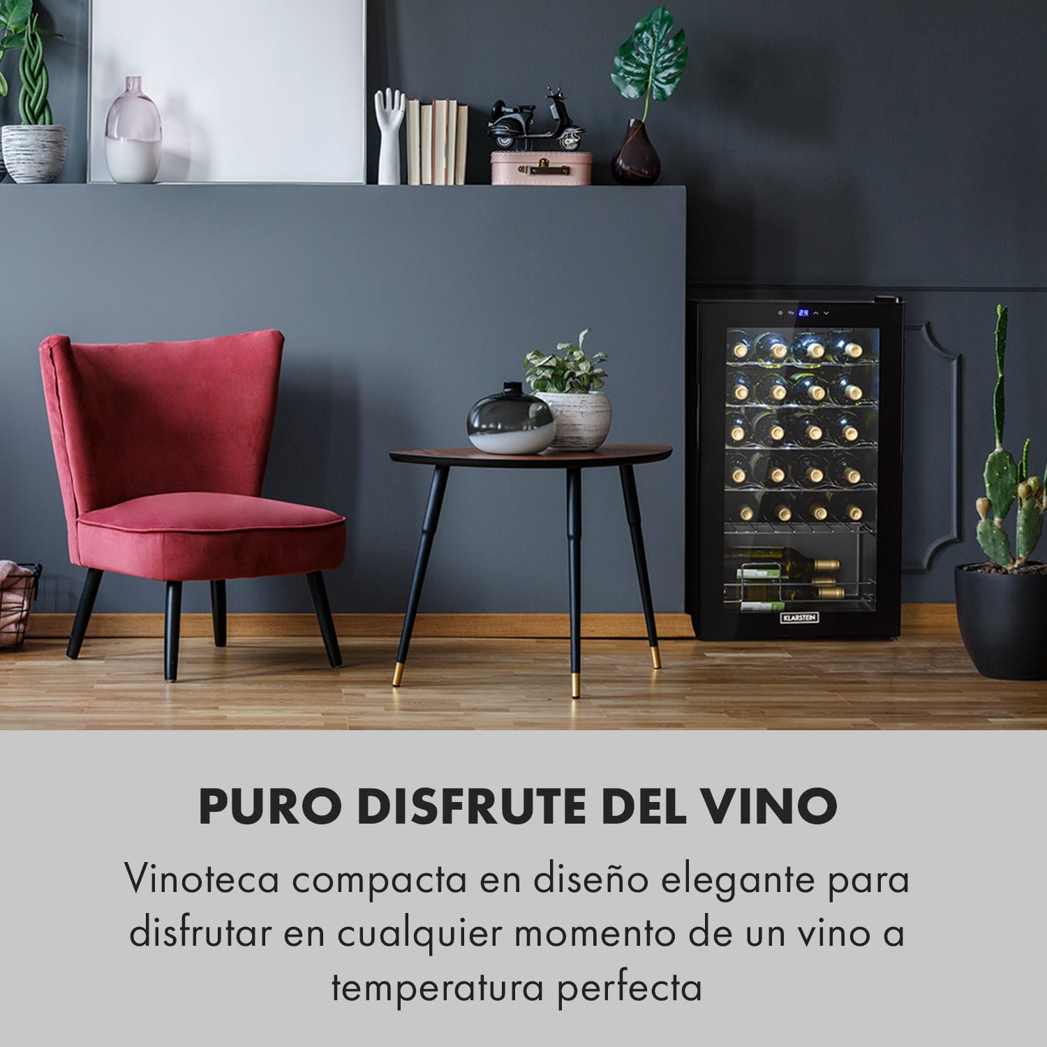 Shiraz 24 Uno Vinoteca 63L 24 botellas panel de control táctil de 5 a 18 °C 24 botellas | 1 zona de refrigeración | Negro