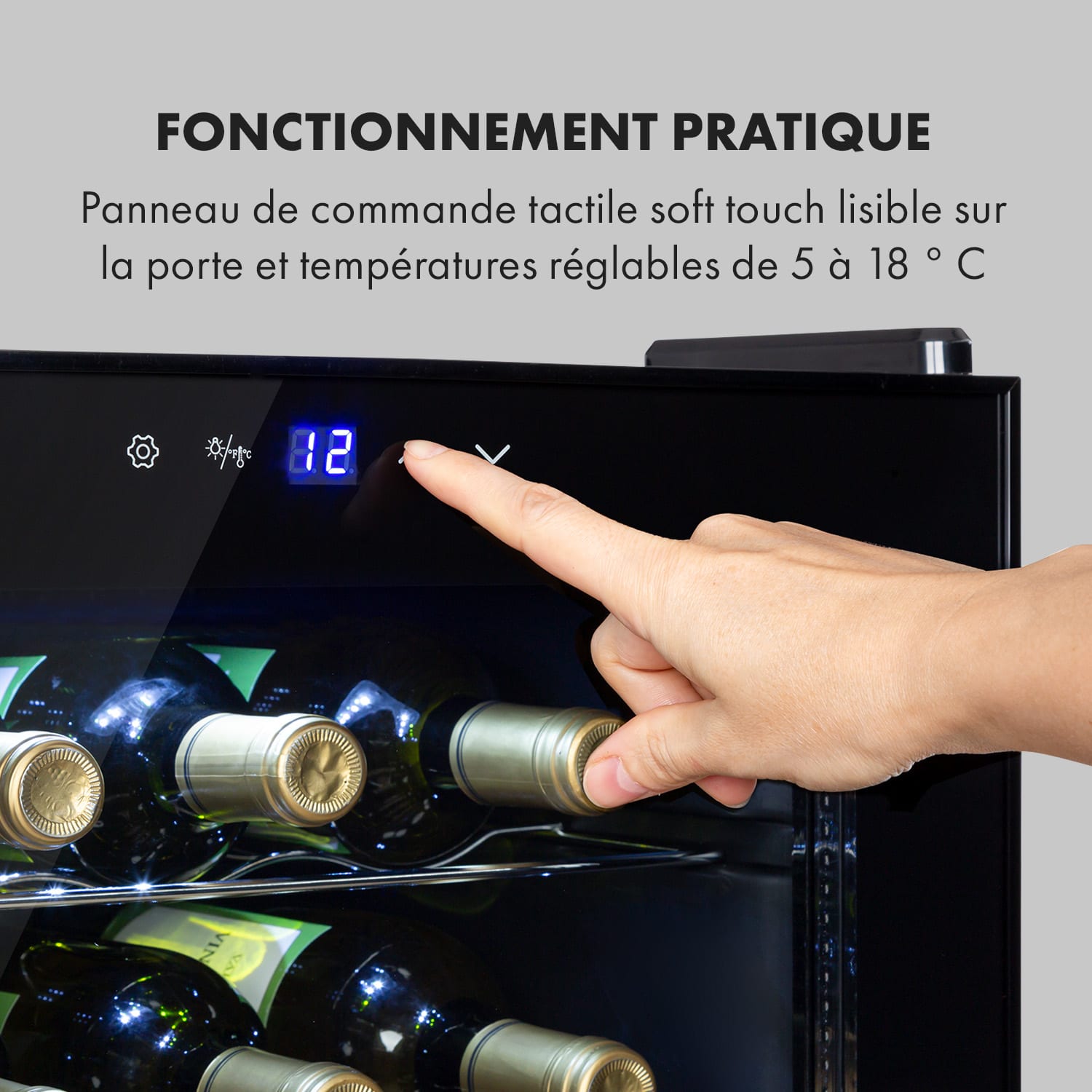 Shiraz 24 Uno wijnkoelkast 63l 24fl touch bediening  5-18°C 24 flessen | 1 koelzone | Zwart