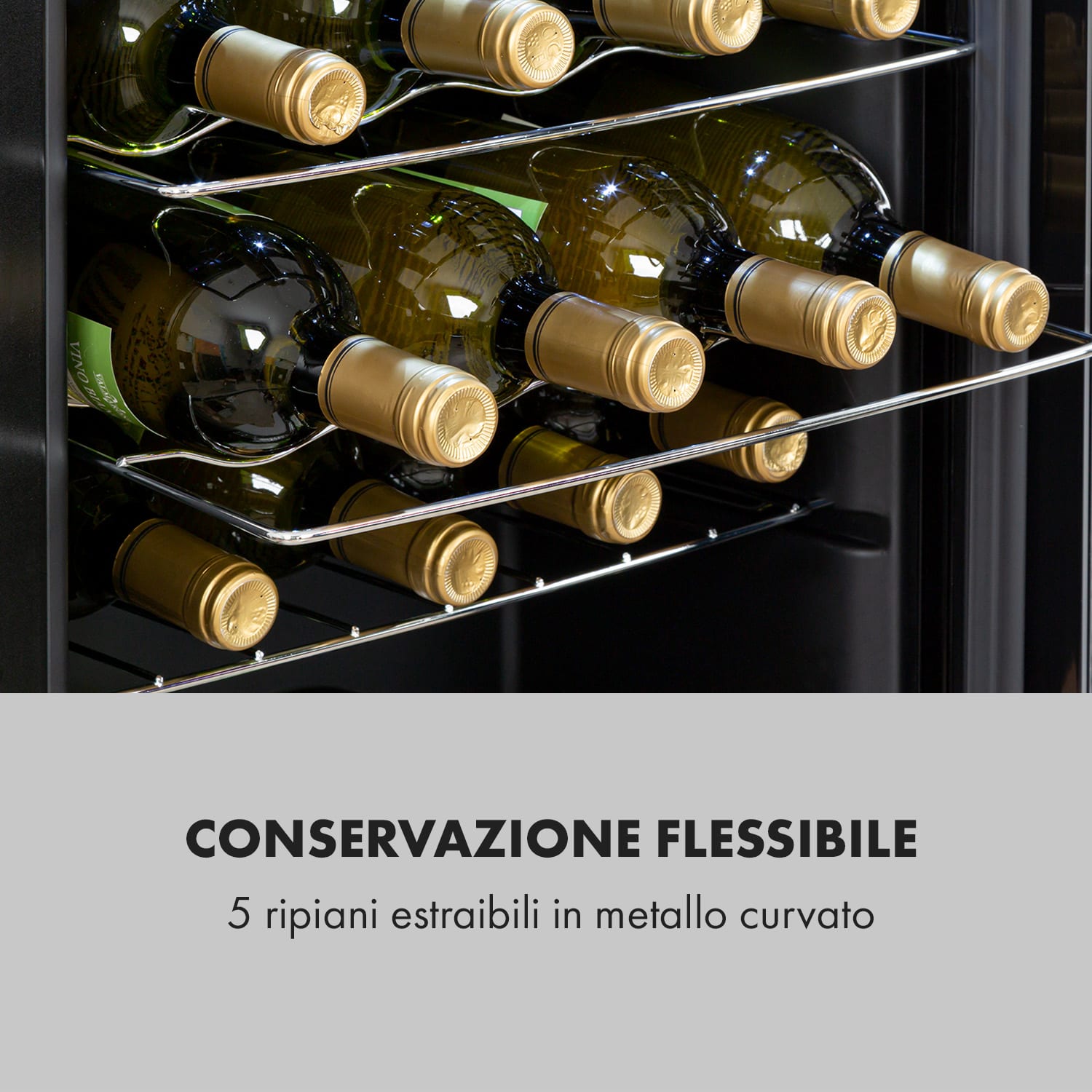 Shiraz 24 Uno - Frigorifero per vini, 63 l, 24 bottiglie, pannello di controllo touch, 5-18°C 24 bottiglie | 1 zona di raffreddamento | Nero