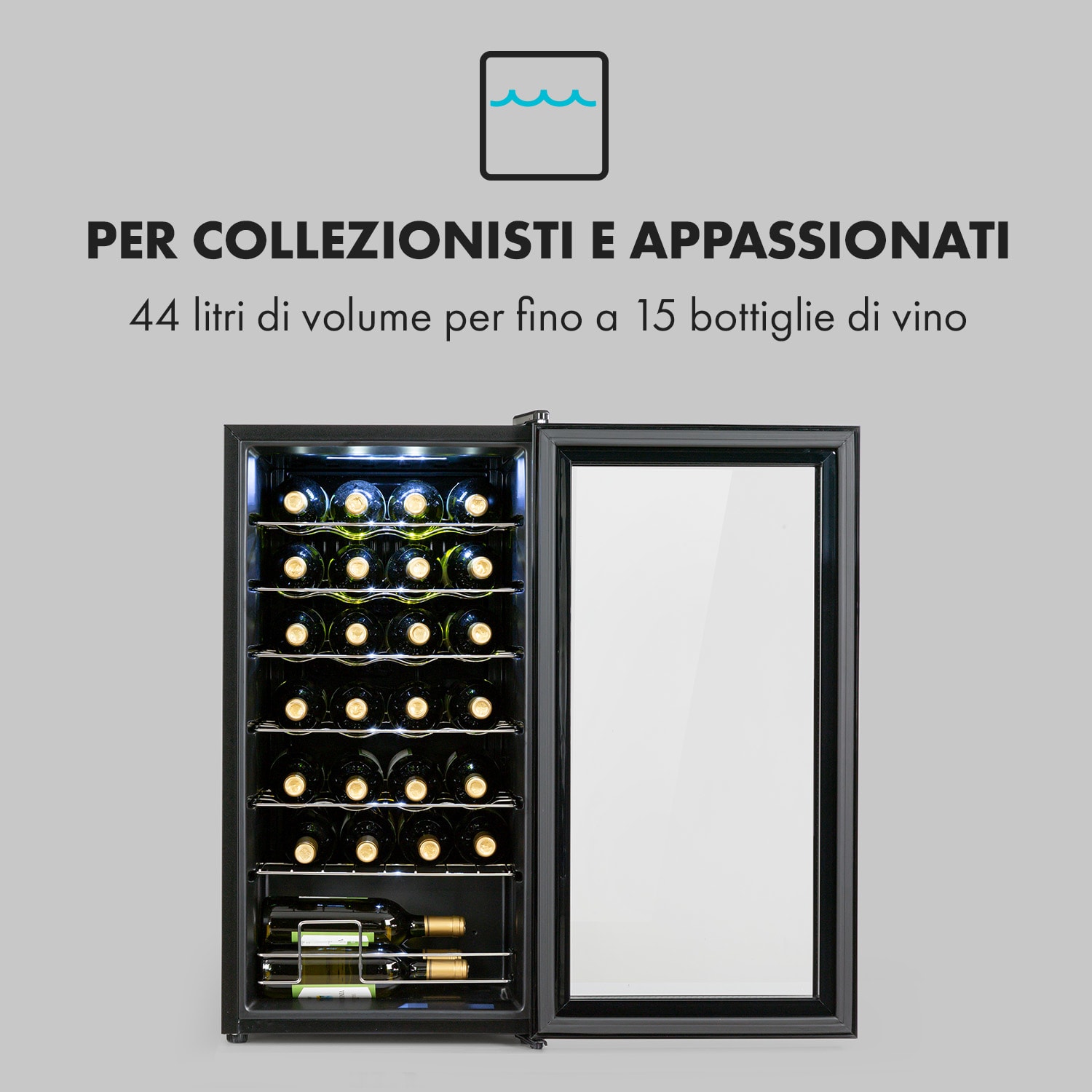 Shiraz 28 Uno - Frigorifero per vini, 74 l, 28 bottiglie, pannello di controllo touch, 5-18°C 28 bottiglie | 1 zona di raffreddamento | Nero