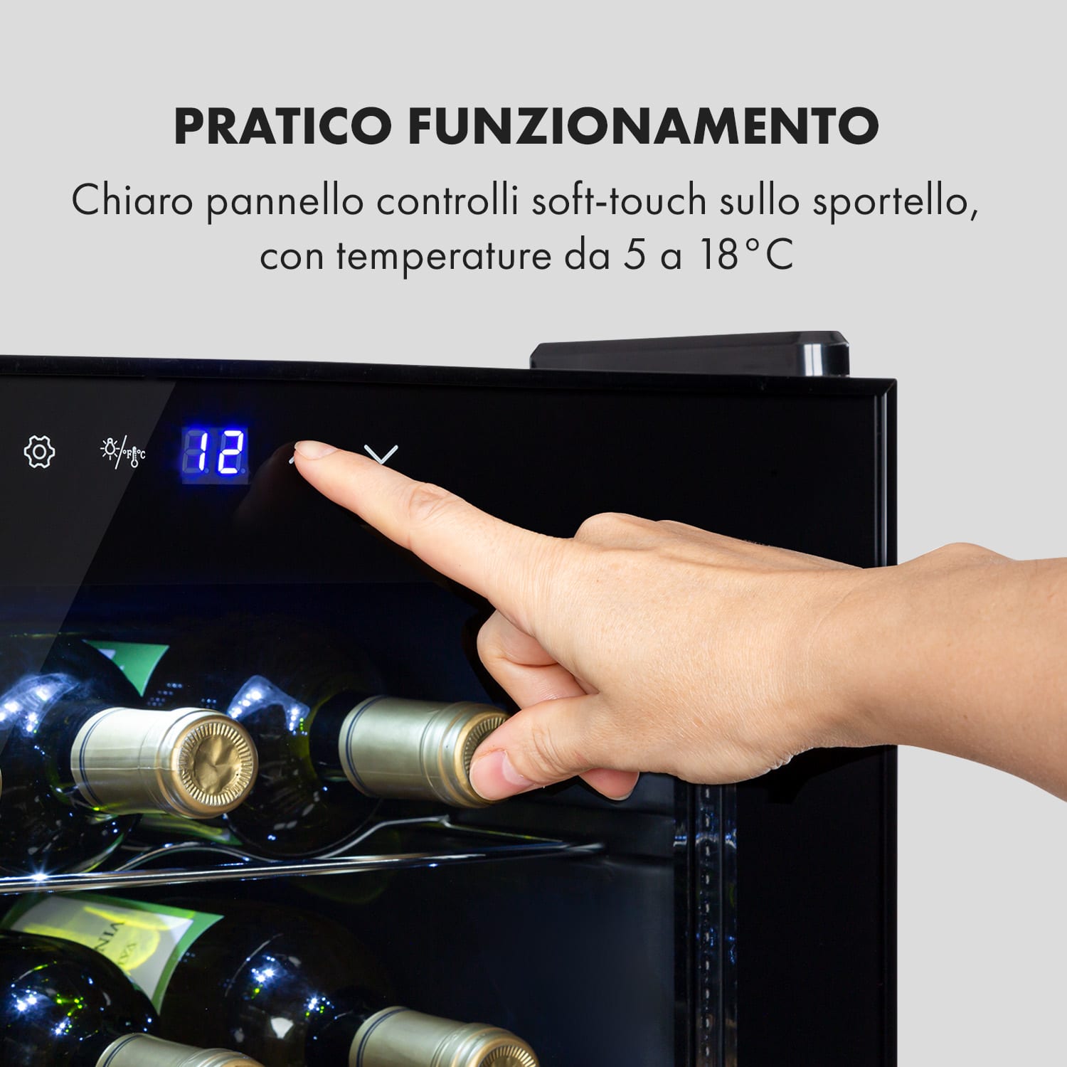 Shiraz 28 Uno - Frigorifero per vini, 74 l, 28 bottiglie, pannello di controllo touch, 5-18°C 28 bottiglie | 1 zona di raffreddamento | Nero