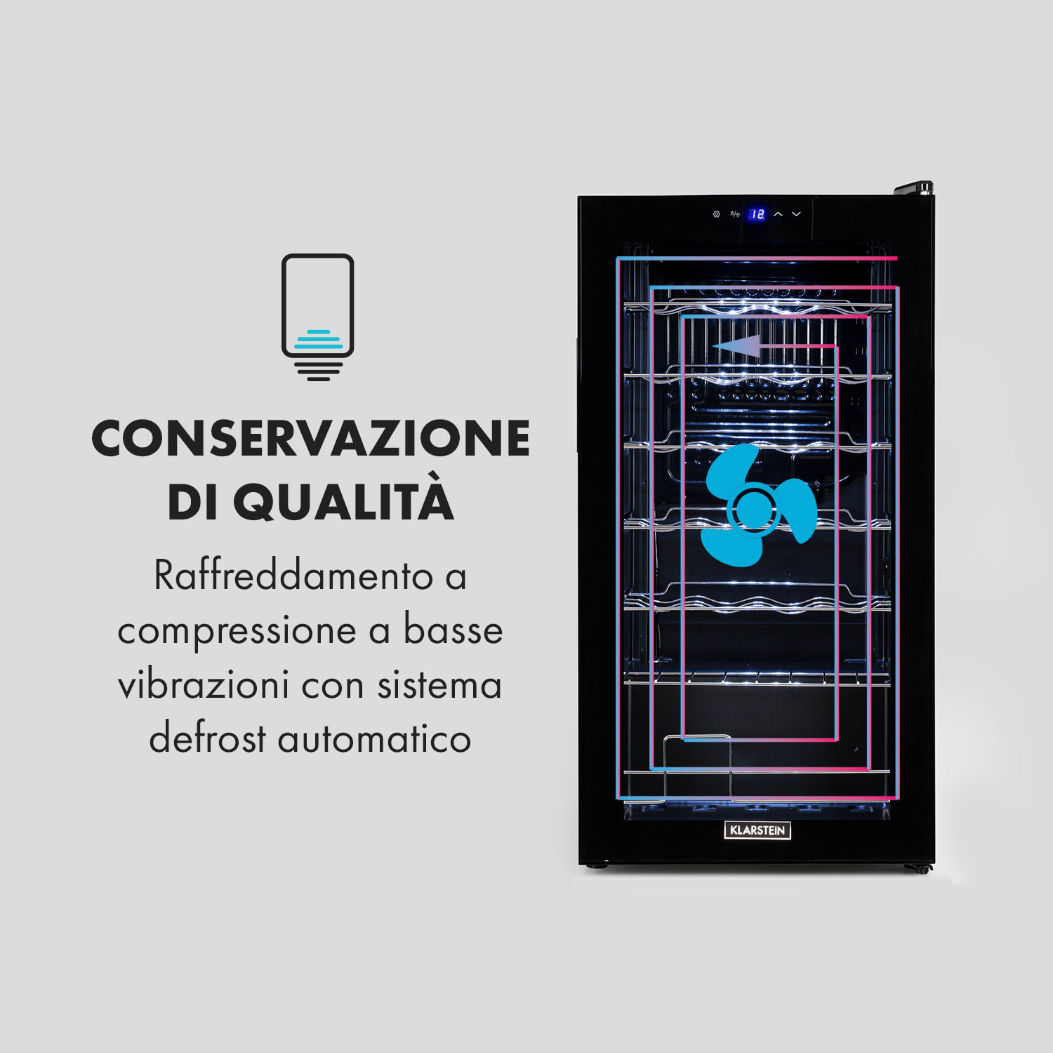 Shiraz 28 Uno - Frigorifero per vini, 74 l, 28 bottiglie, pannello di controllo touch, 5-18°C 28 bottiglie | 1 zona di raffreddamento | Nero
