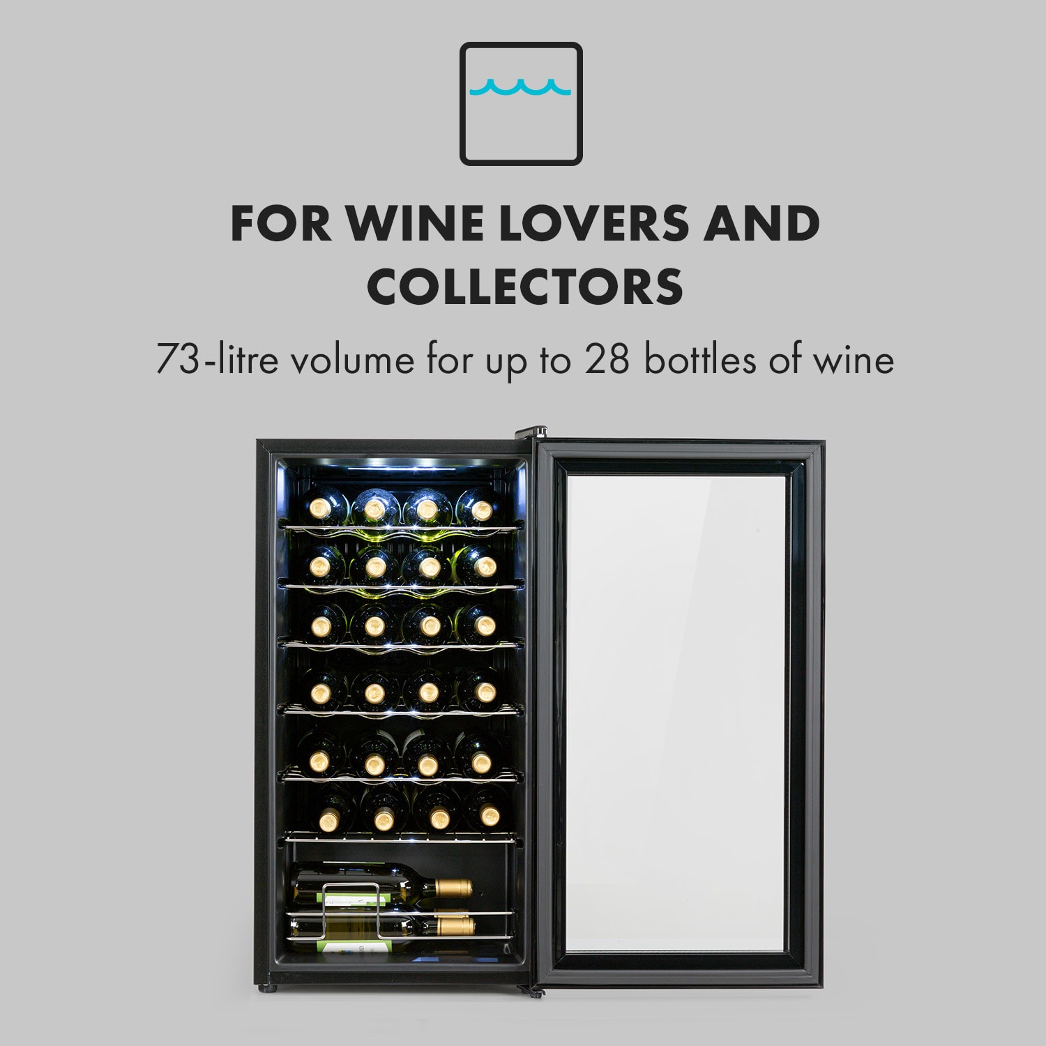 Shiraz 28 Uno, frigider pentru vin, 74 litri, 28 sticle, panou de control tactil, 5-18°C 28 de sticle | 1 | Negru